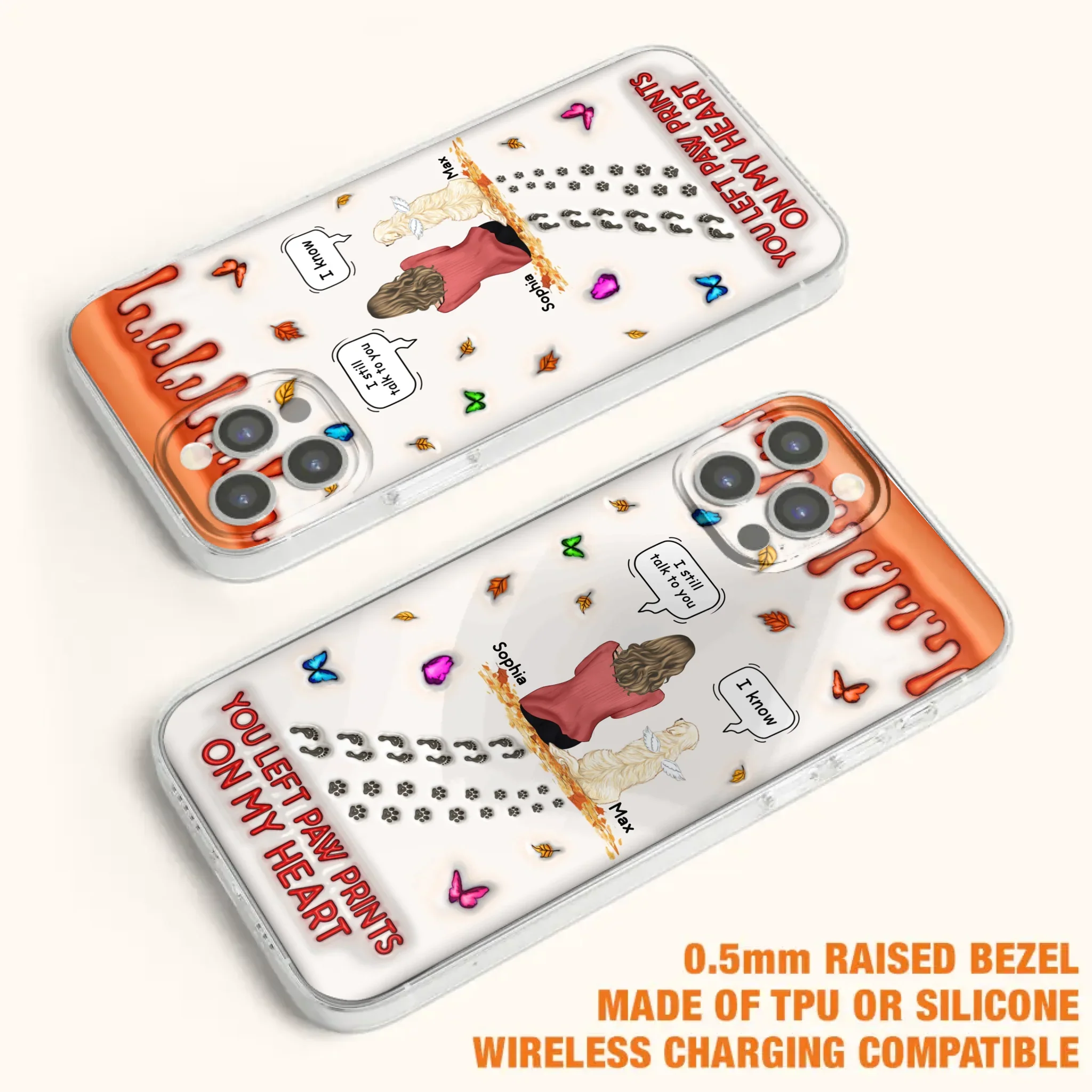 Custom Personalized Memorial Dog Phone Case - Memorial Gift Idea For Dog/Cat Lover - Case For iPhone/ Samsung - You Left Paw Prints On My Heart