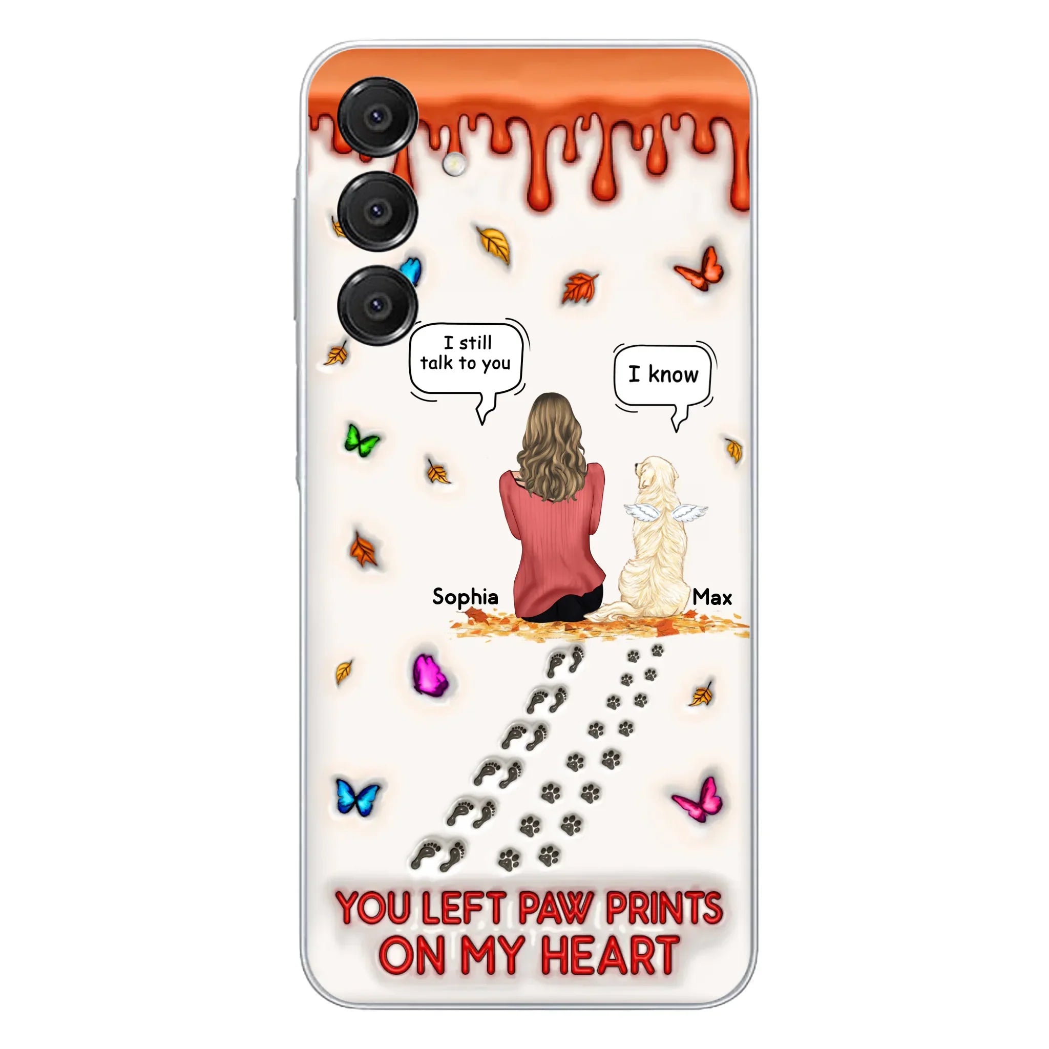 Custom Personalized Memorial Dog Phone Case - Memorial Gift Idea For Dog/Cat Lover - Case For iPhone/ Samsung - You Left Paw Prints On My Heart