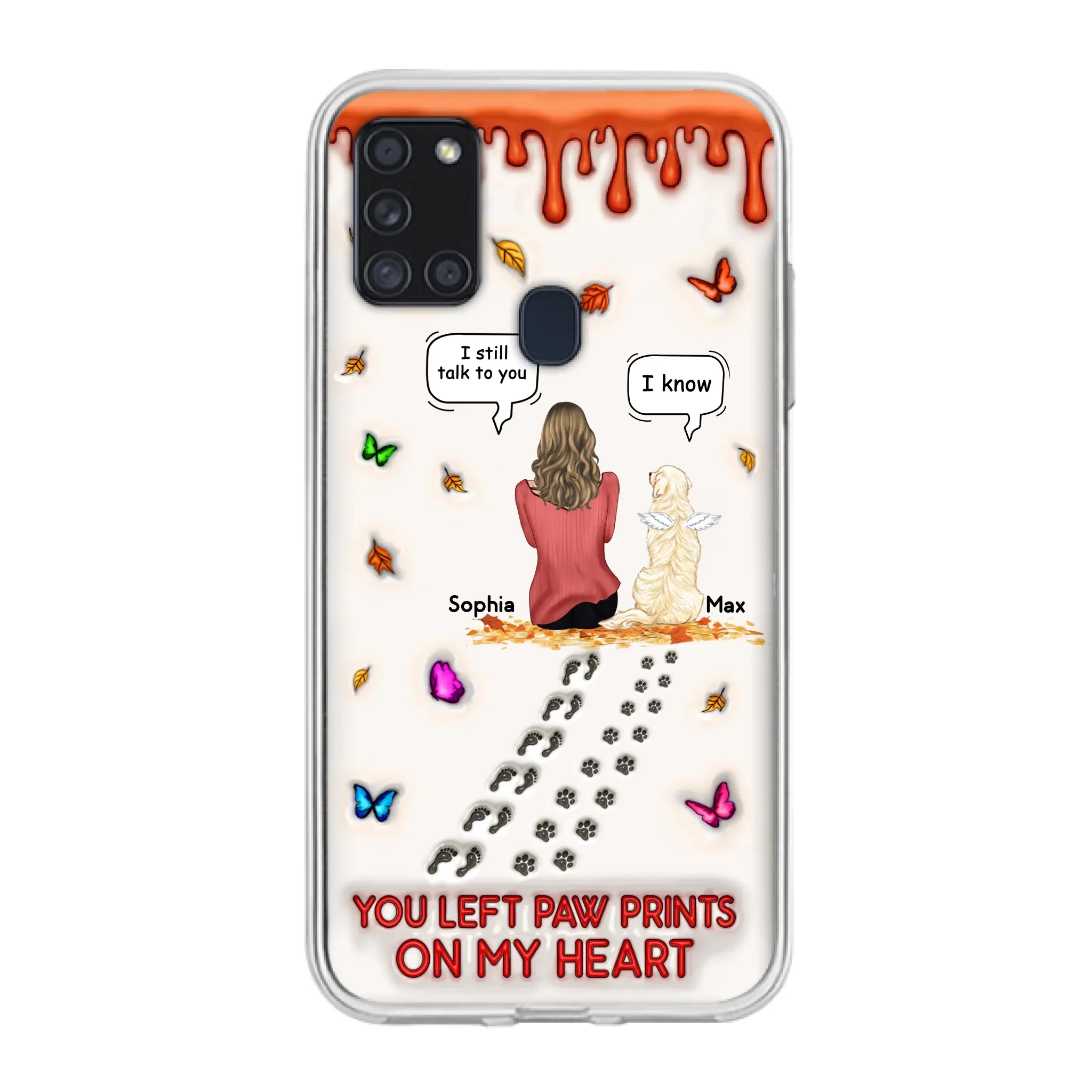 Custom Personalized Memorial Dog Phone Case - Memorial Gift Idea For Dog/Cat Lover - Case For iPhone/ Samsung - You Left Paw Prints On My Heart