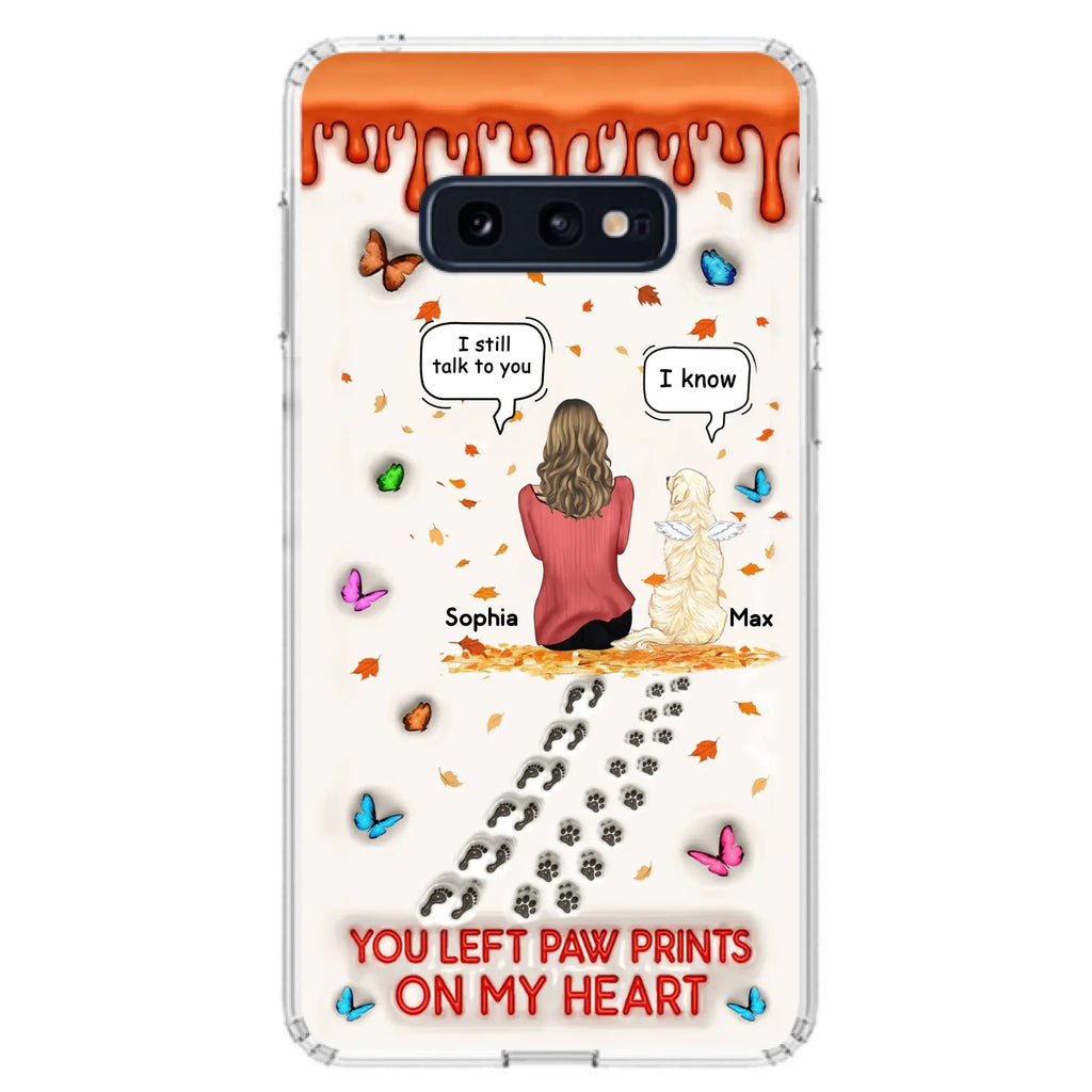 Custom Personalized Memorial Dog Phone Case - Memorial Gift Idea For Pet Lover - Case For iPhone/ Samsung - You Left Paw Prints On My Heart