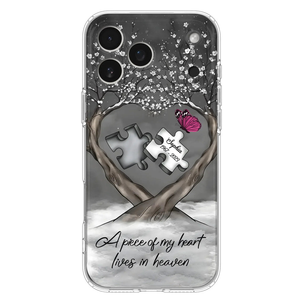 Custom Personalized Memorial Phone Case - Memorial Gift Idea For Family Member - Case For iPhone/ Samsung - A Piece Of My Heart Lives In Heaven