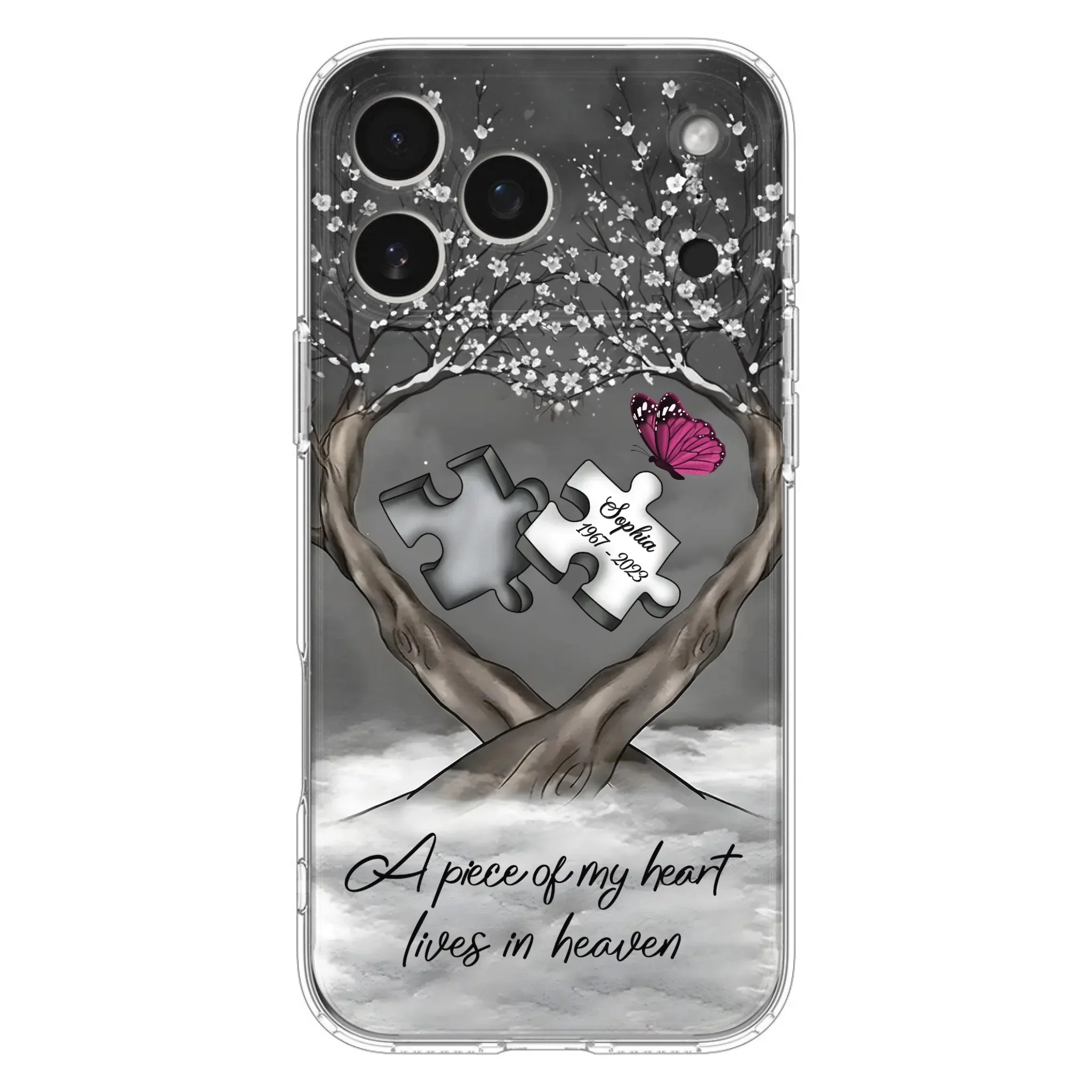 Custom Personalized Memorial Phone Case - Memorial Gift Idea For Family Member - Case For iPhone/ Samsung - A Piece Of My Heart Lives In Heaven