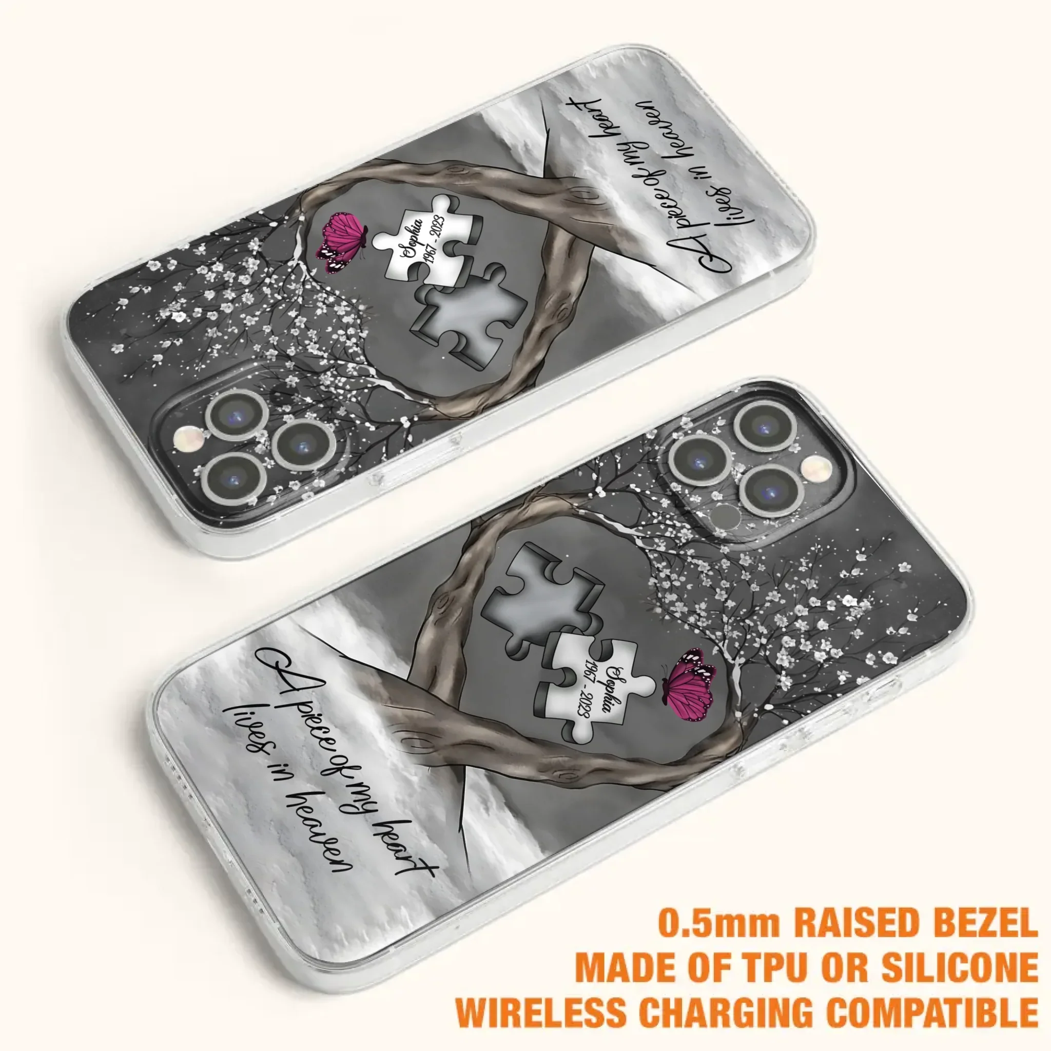 Custom Personalized Memorial Phone Case - Memorial Gift Idea For Family Member - Case For iPhone/ Samsung - A Piece Of My Heart Lives In Heaven