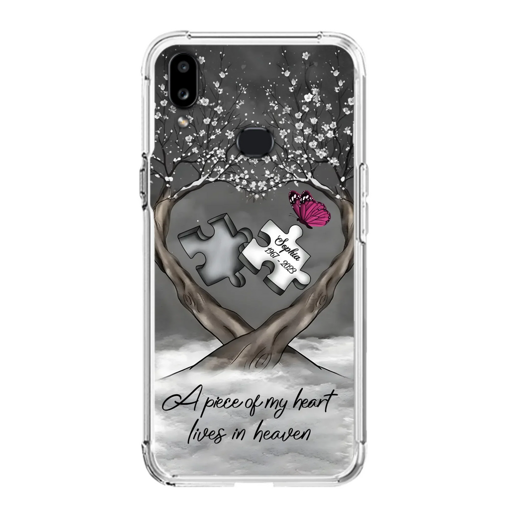 Custom Personalized Memorial Phone Case - Memorial Gift Idea For Family Member - Case For iPhone/ Samsung - A Piece Of My Heart Lives In Heaven