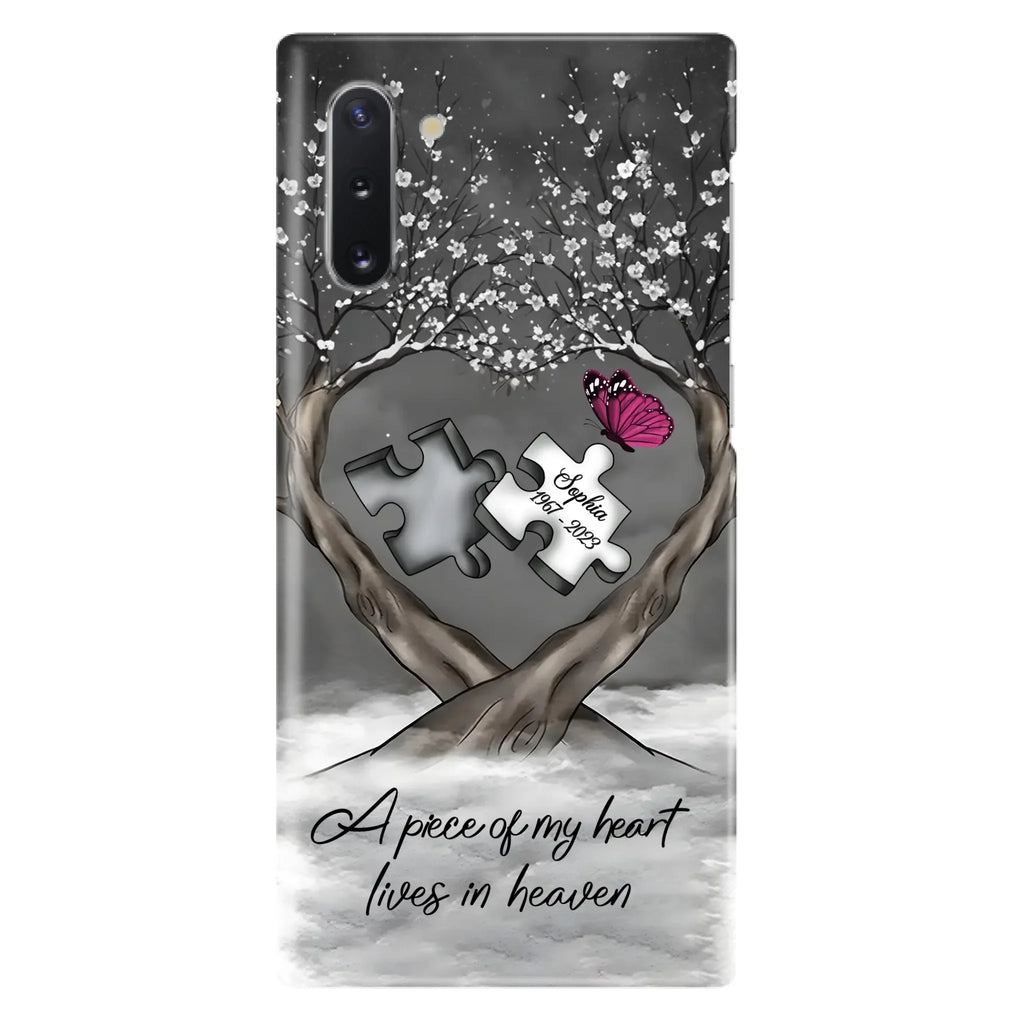 Custom Personalized Memorial Phone Case - Memorial Gift Idea For Family Member - Case For iPhone/ Samsung - A Piece Of My Heart Lives In Heaven
