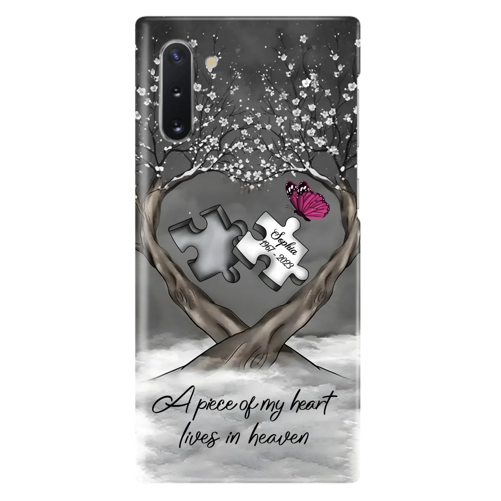 Custom Personalized Memorial Phone Case - Memorial Gift Idea For Family Member - Case For iPhone/ Samsung - A Piece Of My Heart Lives In Heaven