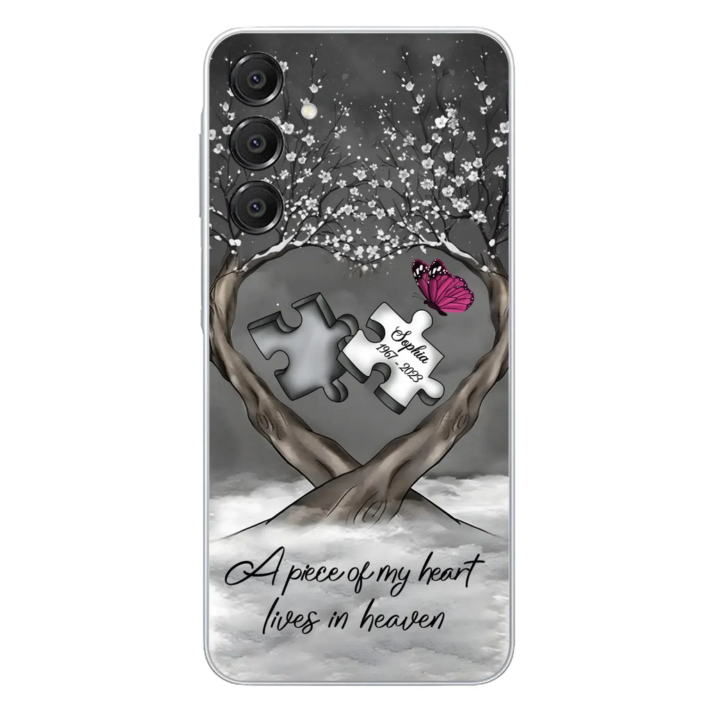 Custom Personalized Memorial Phone Case - Memorial Gift Idea For Family Member - Case For iPhone/ Samsung - A Piece Of My Heart Lives In Heaven