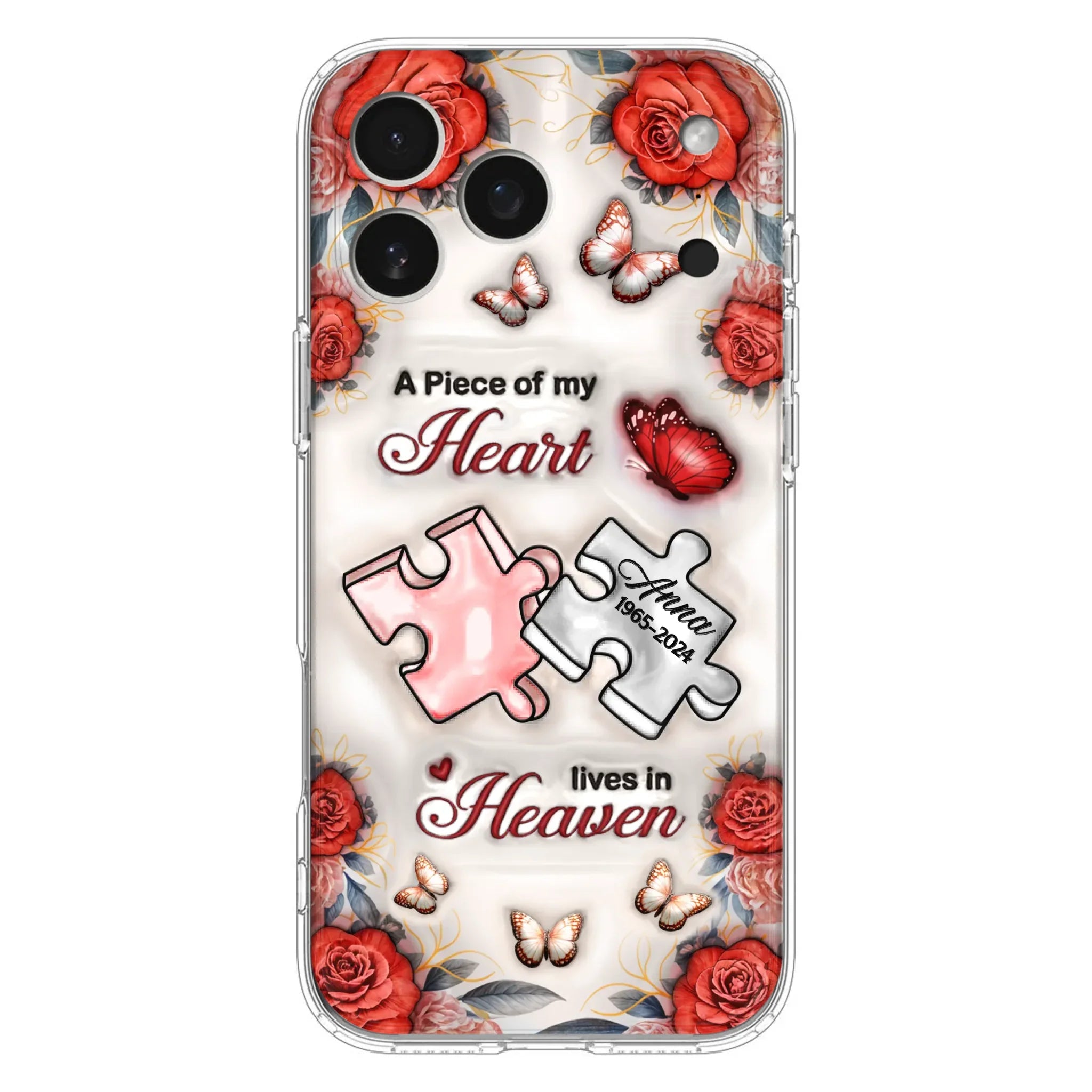 Custom Personalized Memorial Phone Case - Memorial Gift Idea - Case For iPhone/ Samsung - A Piece Of My Heart Lives In Heaven