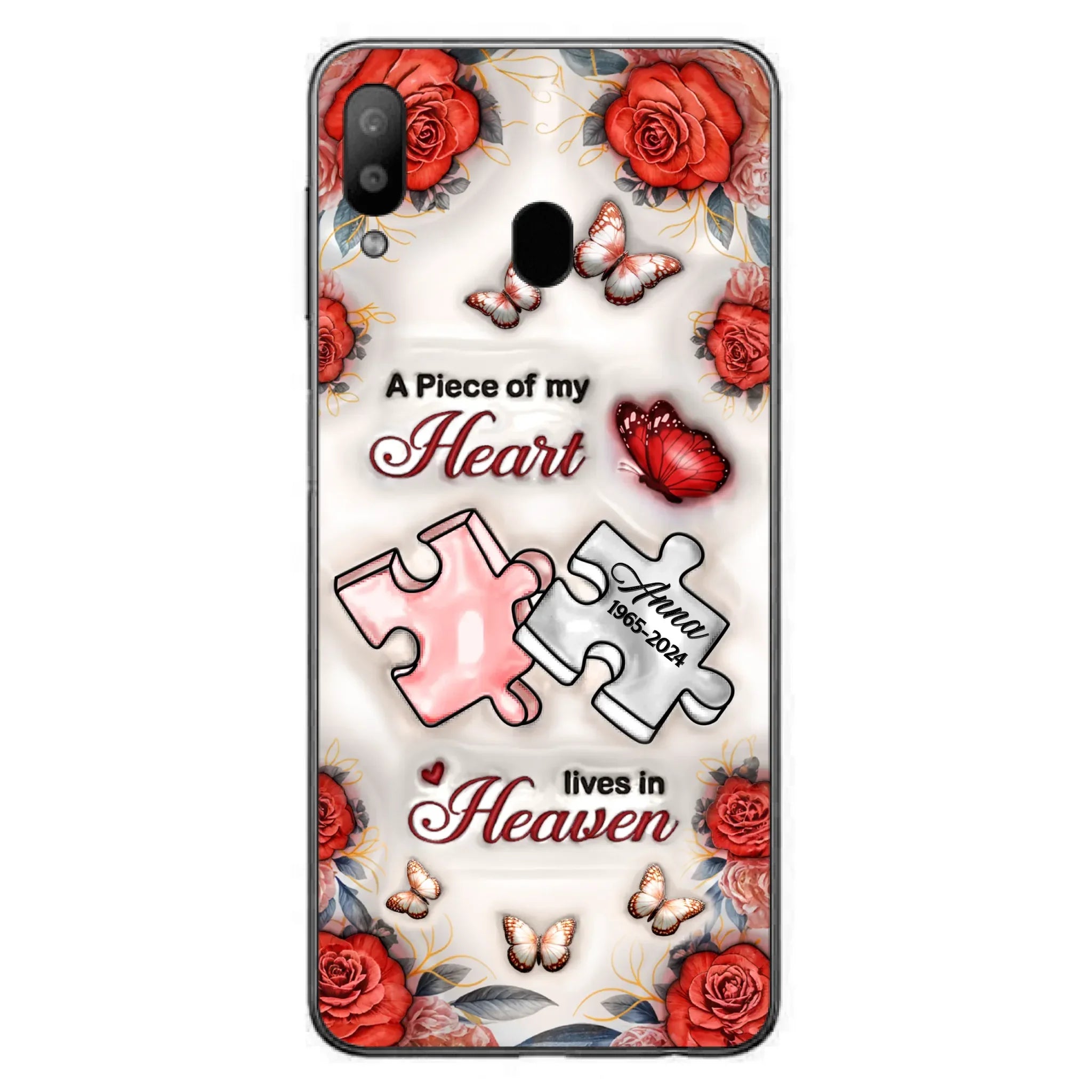 Custom Personalized Memorial Phone Case - Memorial Gift Idea - Case For iPhone/ Samsung - A Piece Of My Heart Lives In Heaven