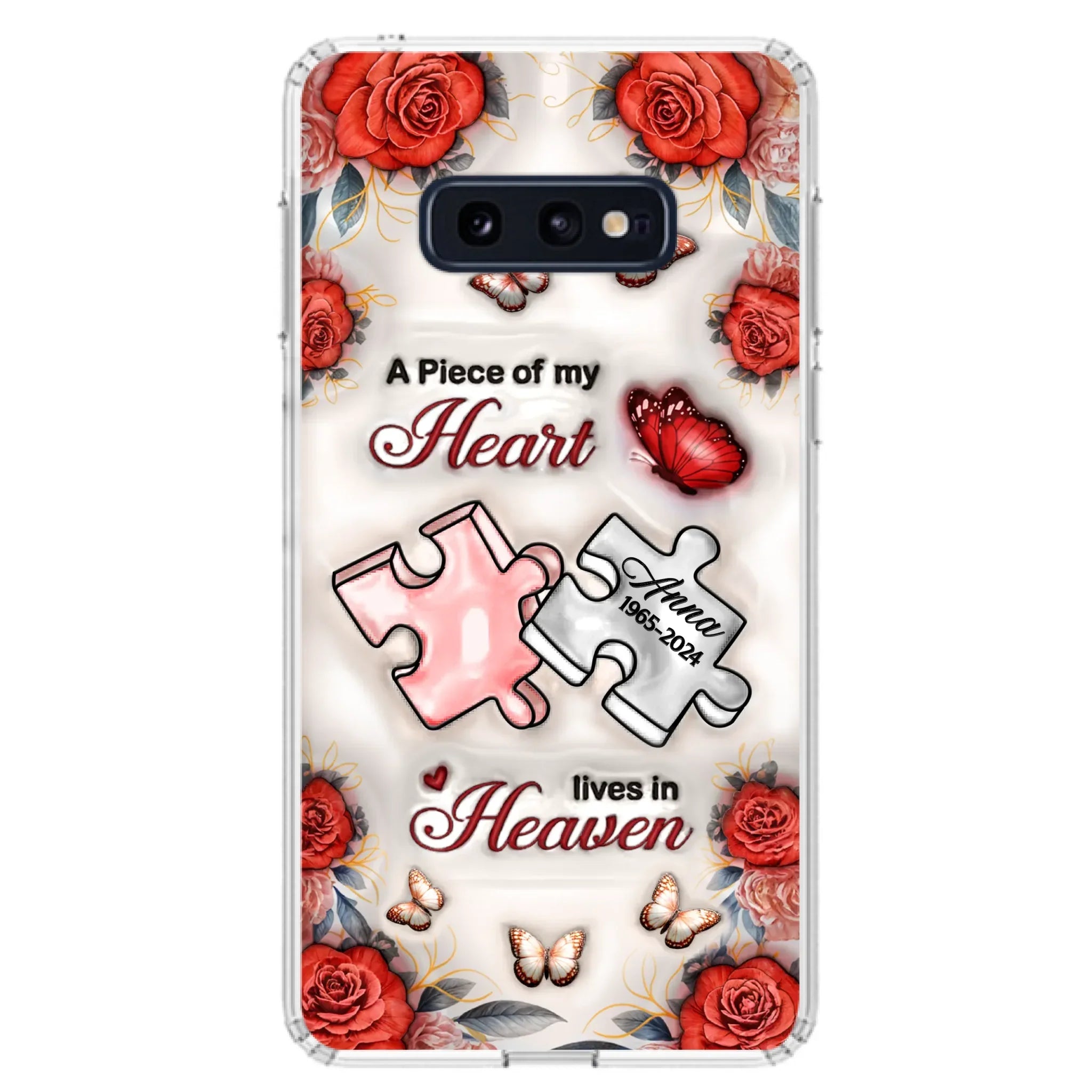 Custom Personalized Memorial Phone Case - Memorial Gift Idea - Case For iPhone/ Samsung - A Piece Of My Heart Lives In Heaven