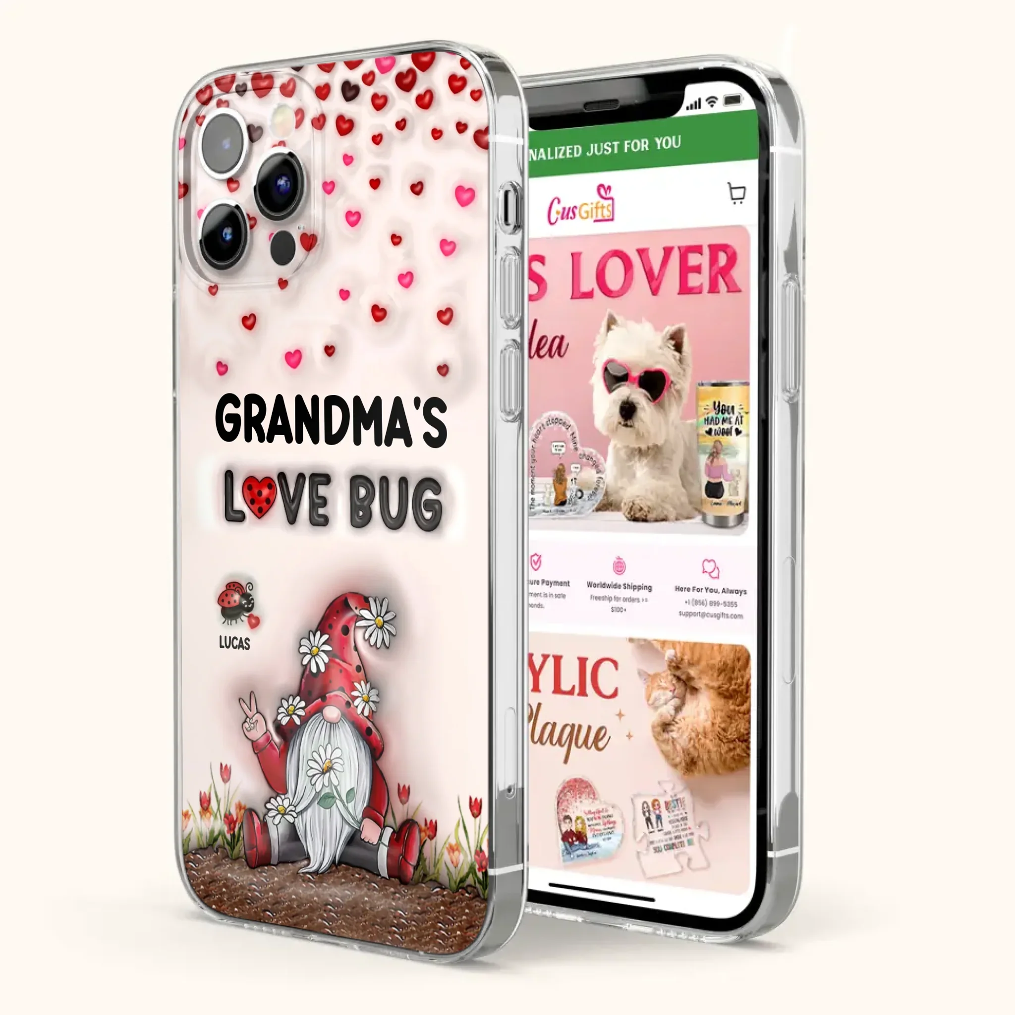 Custom Personalized Grandma's Love Bugs Phone Case - Upto 12 Kids - Mother's Day Gift Idea for Grandma/ Mom - Case for iPhone/ Samsung