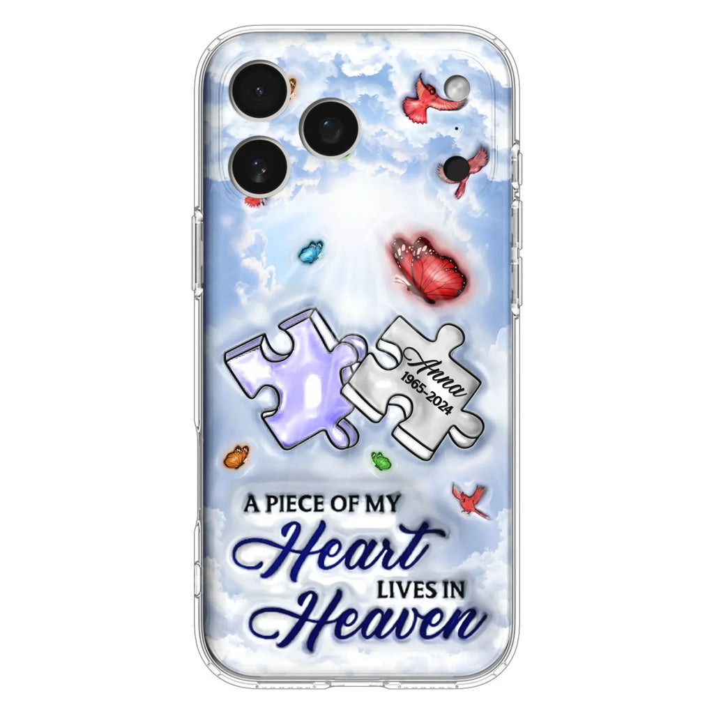 Custom Personalized Memorial Piece Phone Case - Memorial Gift Idea - Case For iPhone/ Samsung - A Piece Of My Heart Lives In Heaven