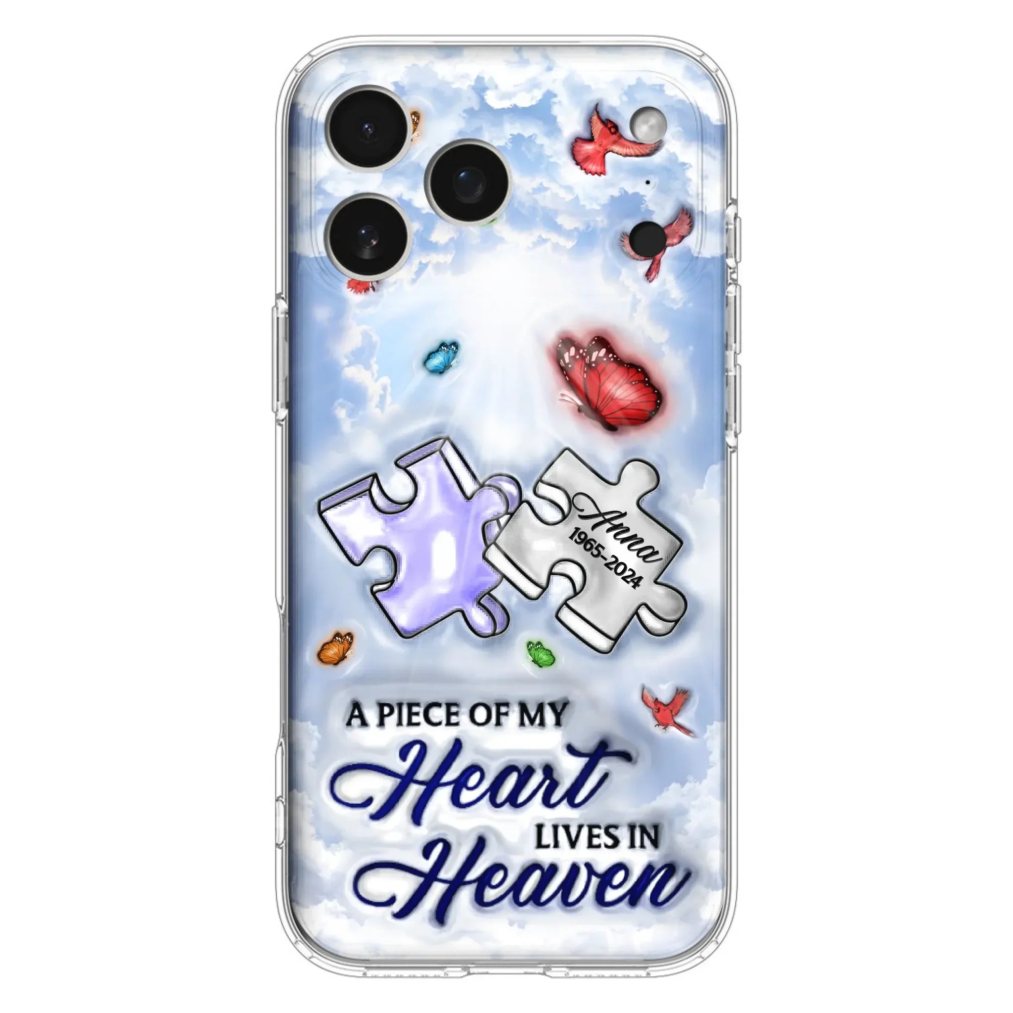 Custom Personalized Memorial Piece Phone Case - Memorial Gift Idea - Case For iPhone/ Samsung - A Piece Of My Heart Lives In Heaven