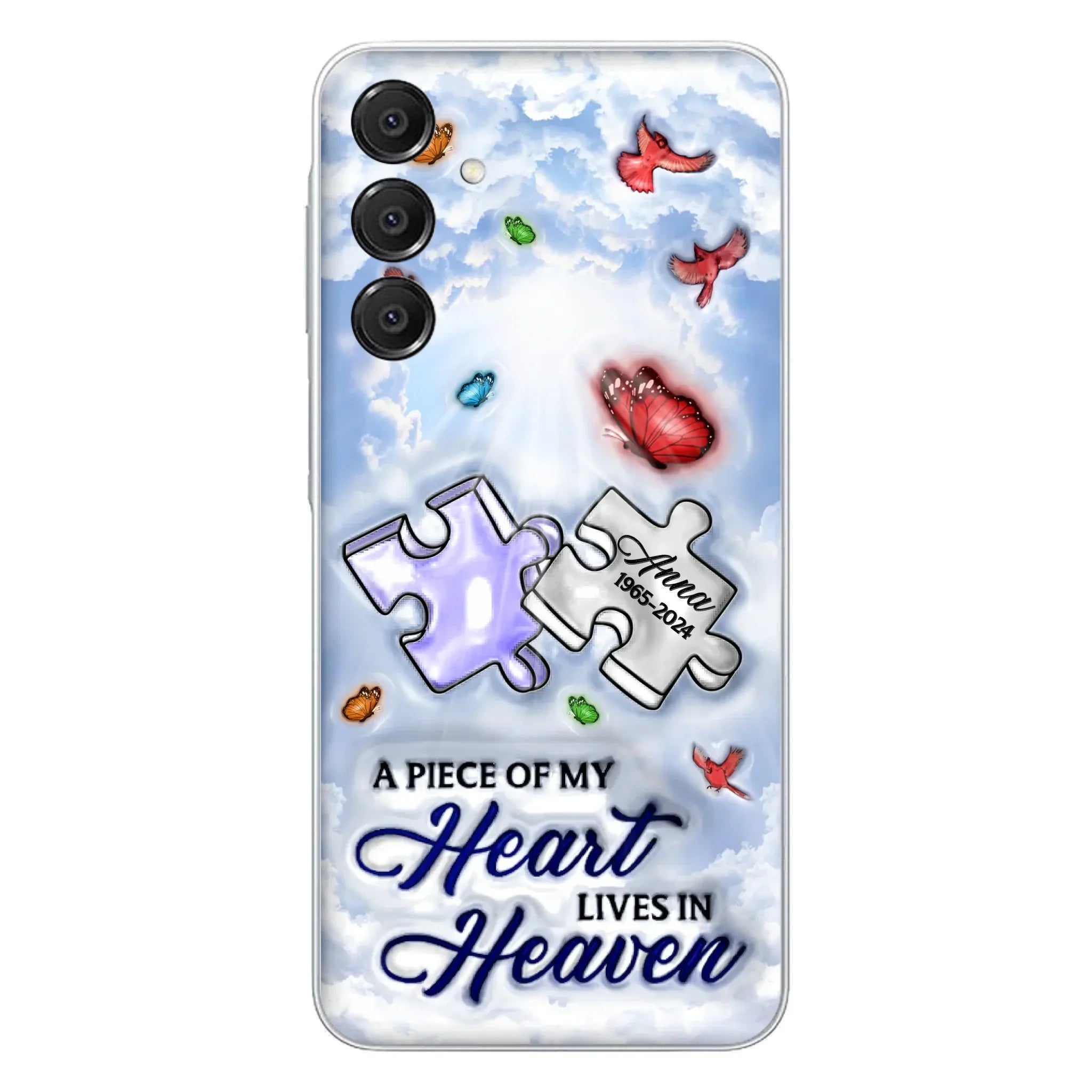 Custom Personalized Memorial Piece Phone Case - Memorial Gift Idea - Case For iPhone/ Samsung - A Piece Of My Heart Lives In Heaven