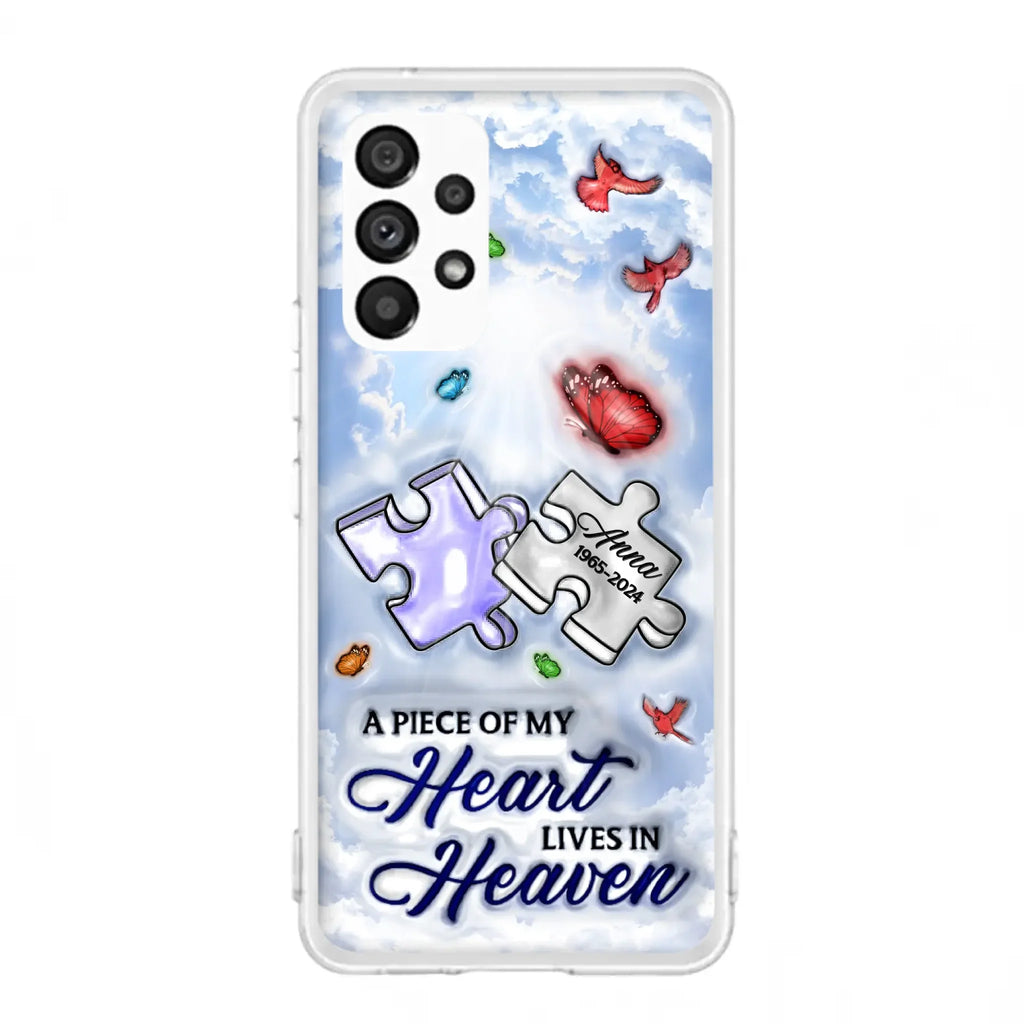 Custom Personalized Memorial Piece Phone Case - Memorial Gift Idea - Case For iPhone/ Samsung - A Piece Of My Heart Lives In Heaven