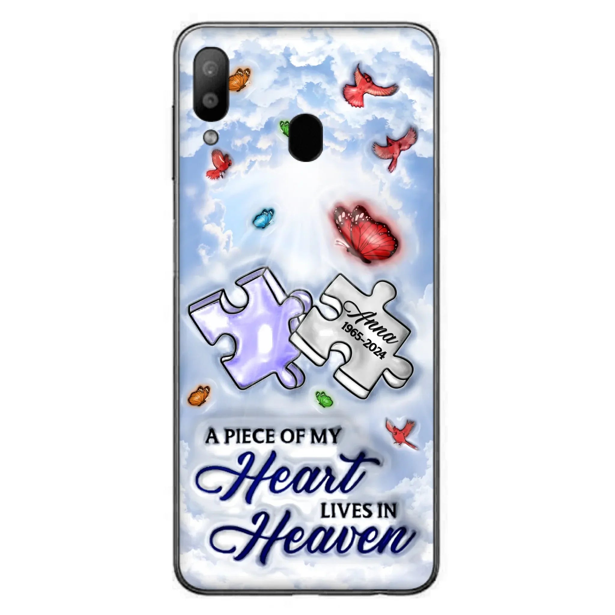 Custom Personalized Memorial Piece Phone Case - Memorial Gift Idea - Case For iPhone/ Samsung - A Piece Of My Heart Lives In Heaven
