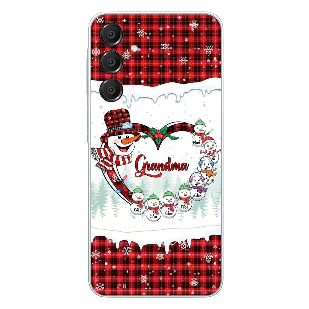 Custom Personalized Christmas Grandma Children Phone Case - Gift For Grandma/ Mom - Upto 8 Kids - Case For iPhone/ Samsung