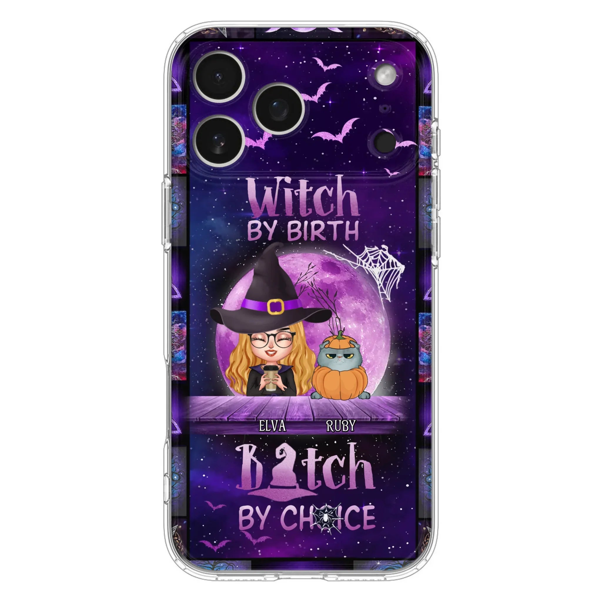 Custom Personalized Witch Phone Case - Gift Idea For Witch/ Dog/ Cat Lover - Upto 5 Pets - Witch By Birth - Case For iPhone/ Samsung