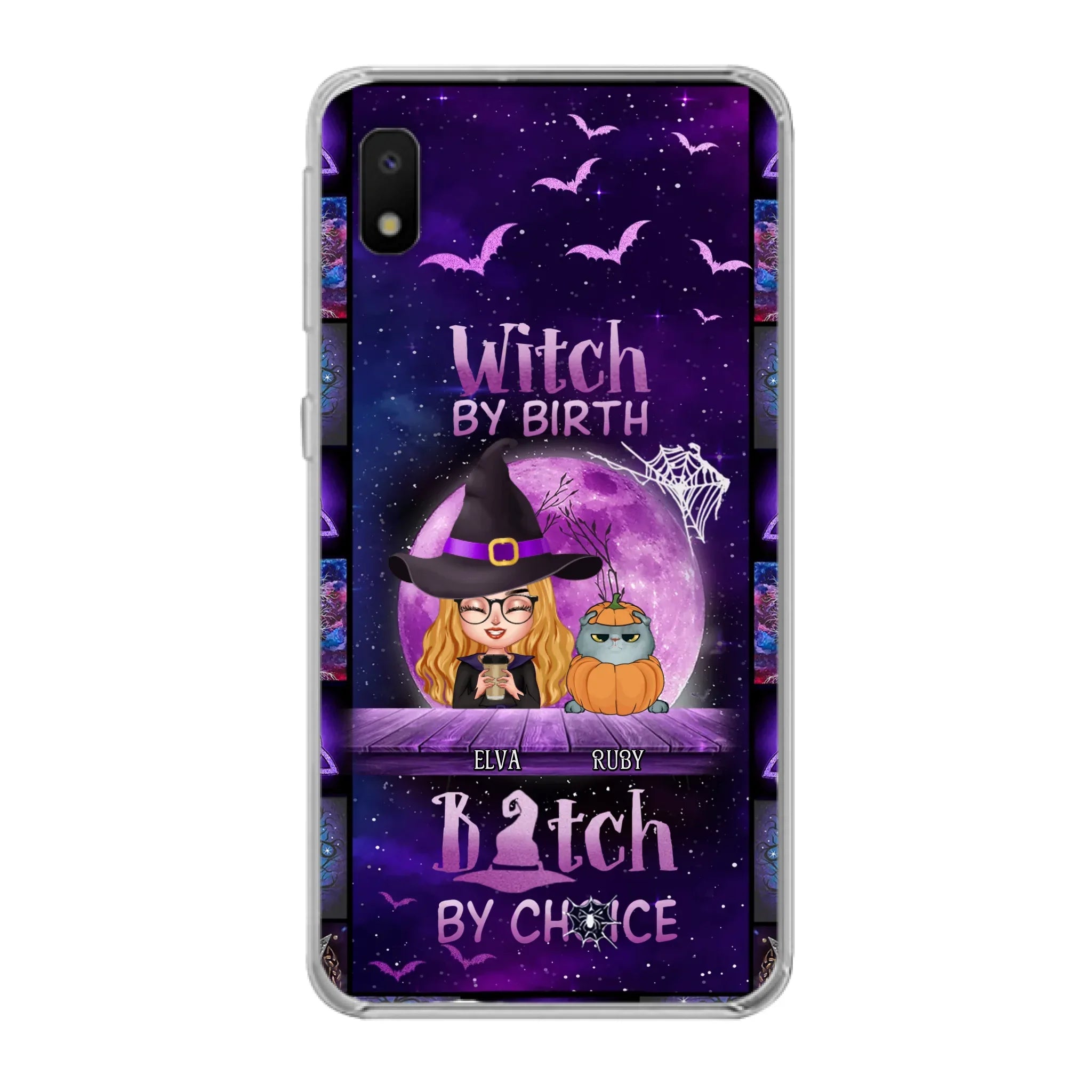 Custom Personalized Witch Phone Case - Gift Idea For Witch/ Dog/ Cat Lover - Upto 5 Pets - Witch By Birth - Case For iPhone/ Samsung