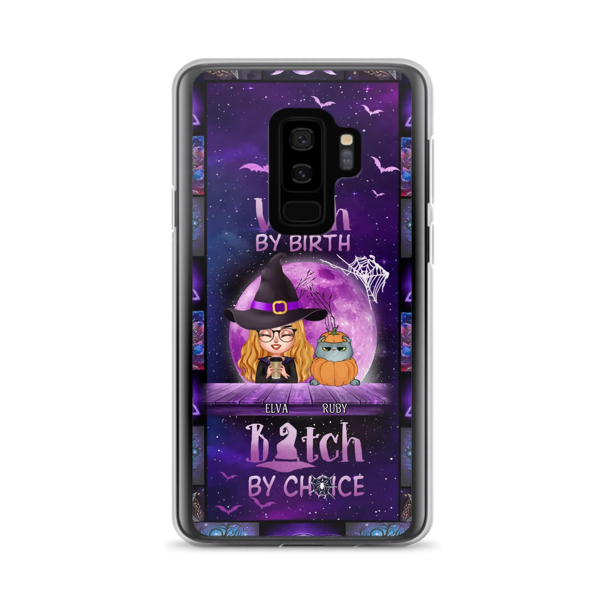 Custom Personalized Witch Phone Case - Gift Idea For Witch/ Dog/ Cat Lover - Upto 5 Pets - Witch By Birth - Case For iPhone/ Samsung