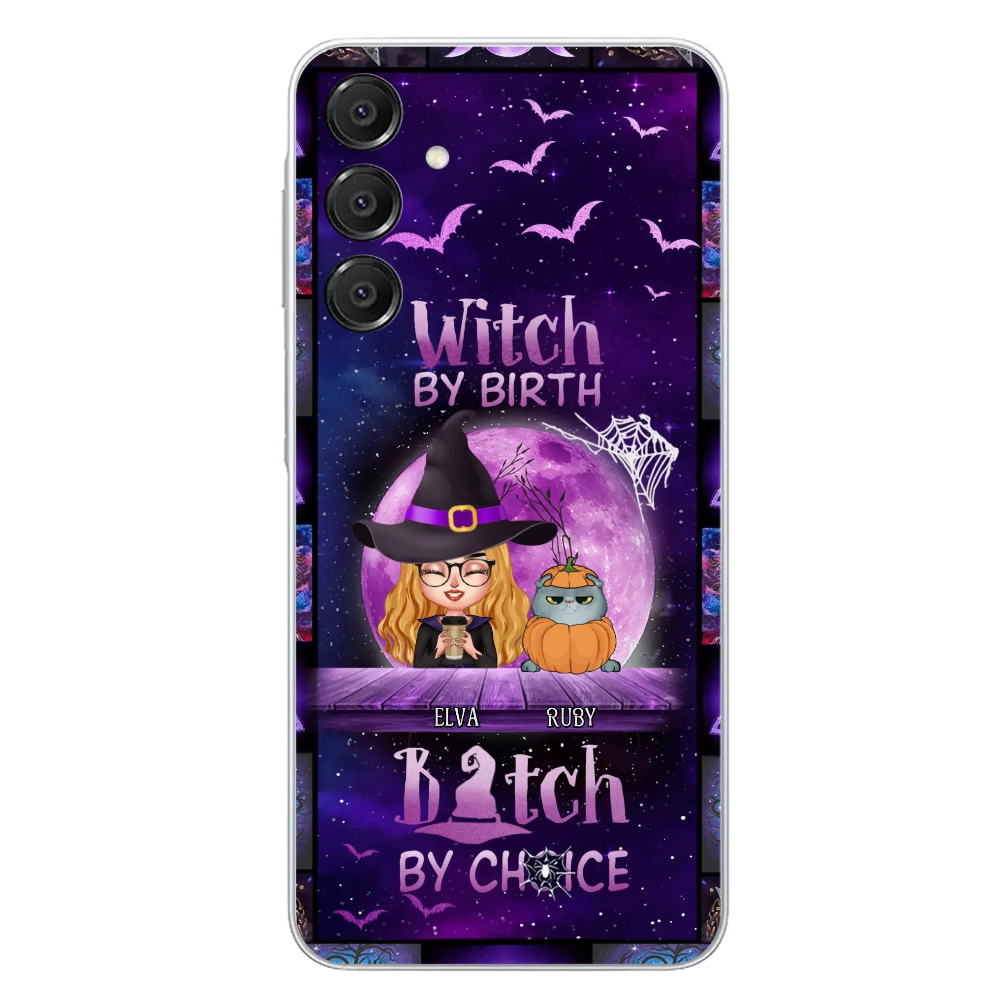 Custom Personalized Witch Phone Case - Gift Idea For Witch/ Dog/ Cat Lover - Upto 5 Pets - Witch By Birth - Case For iPhone/ Samsung