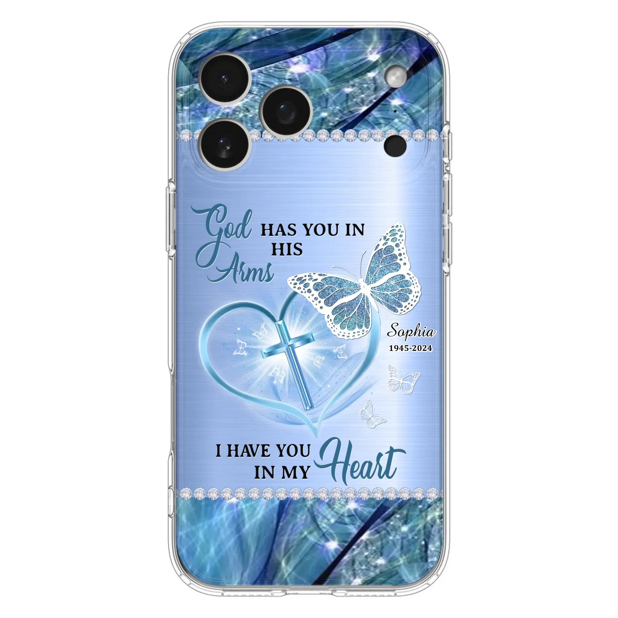 Custom Personalized Memorial Phone Case - Memorial Gift Idea For Family Member - God Has You In His Arms I Have You in My Heart - Case For iPhone/ Samsung