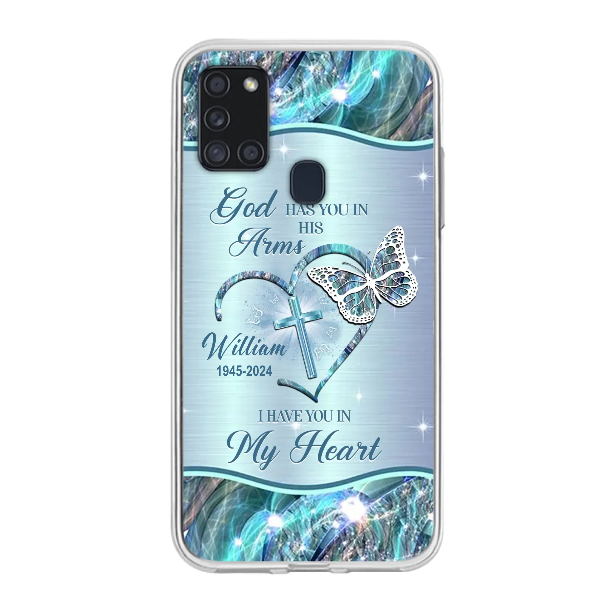 Custom Personalized Memorial Phone Case - Memorial Gift For Family Member - God Has You In His Arms I Have You In My Heart - Case For iPhone/ Samsung