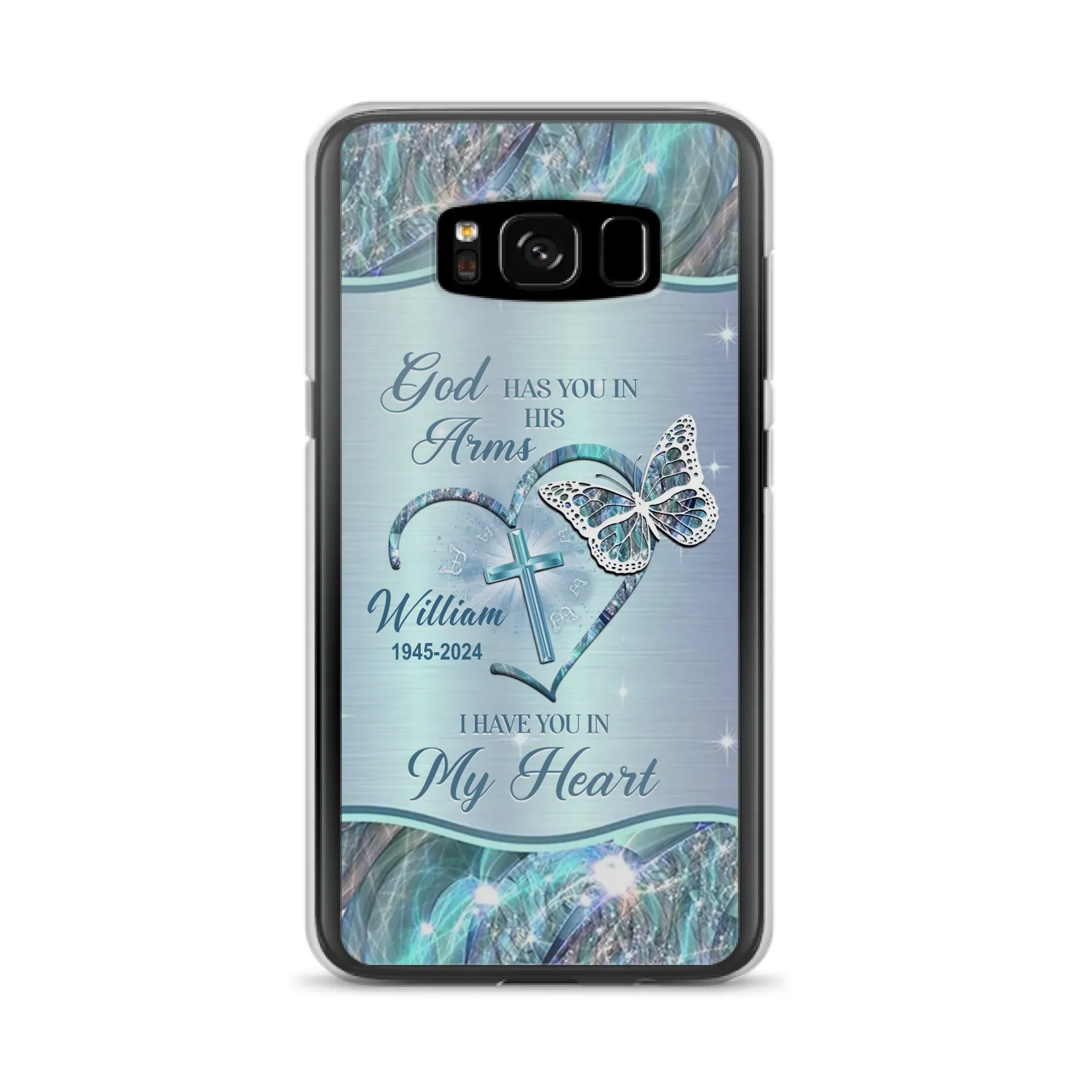 Custom Personalized Memorial Phone Case - Memorial Gift For Family Member - God Has You In His Arms I Have You In My Heart - Case For iPhone/ Samsung