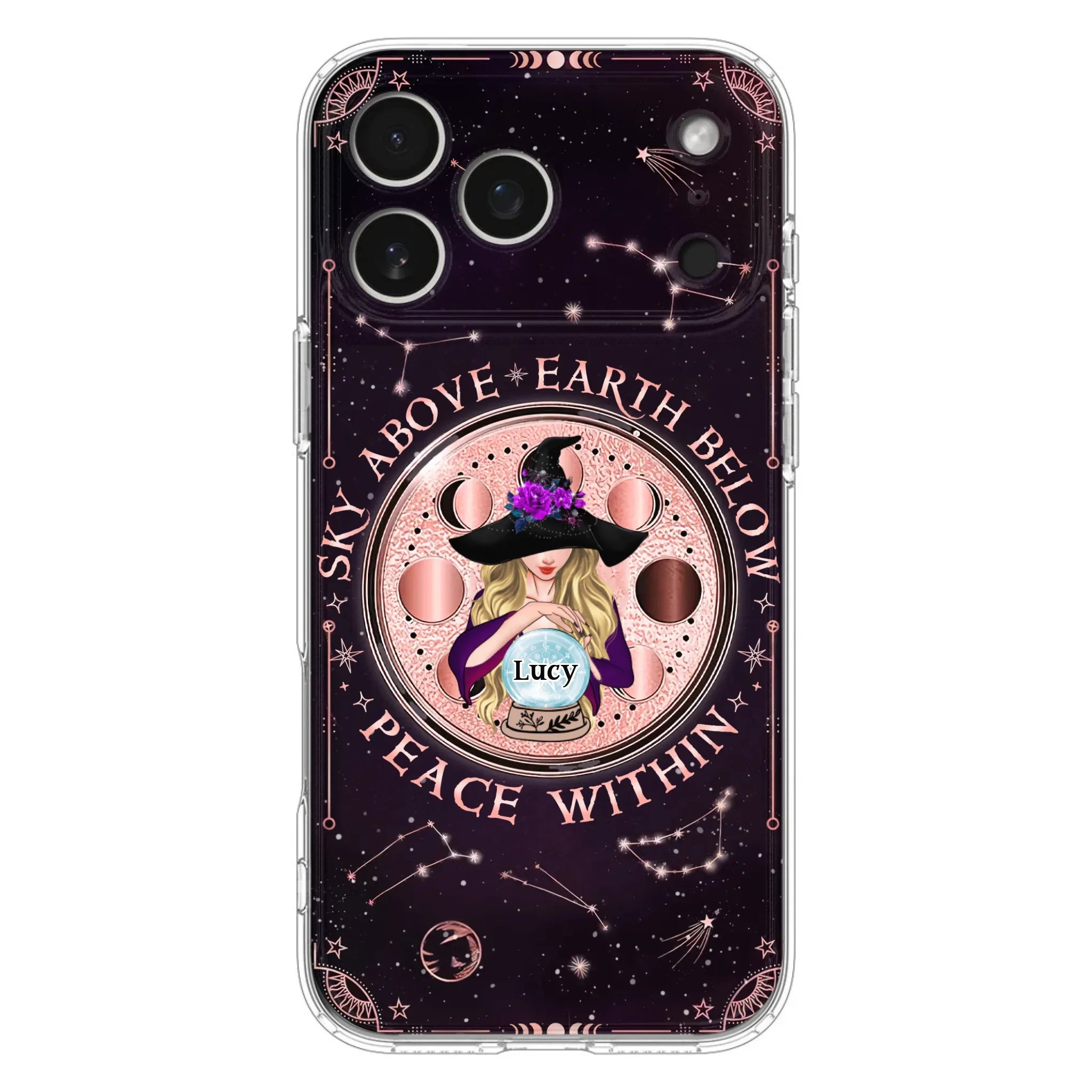 Custom Personalized Witch Phone Case - Gift Idea For Witch Lover - Sky Above Earth Below Peace Within - Case for iPhone/ Samsung