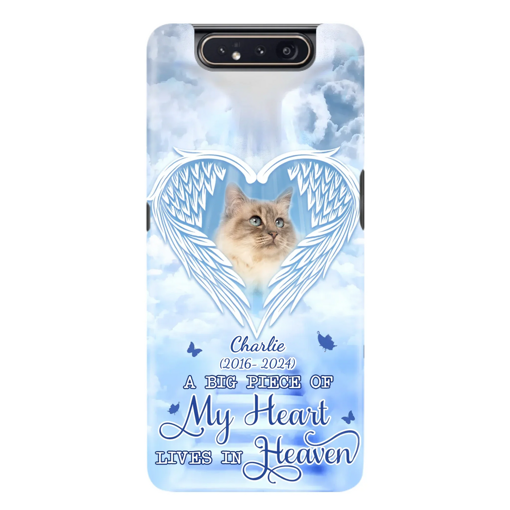 Custom Personalized Memorial Pet Phone Case - Upload Photo - Memorial Gift Idea For Pet Owner - A Big Piece Of My Heart Lives In Heaven - Case For iPhone/ Samsung