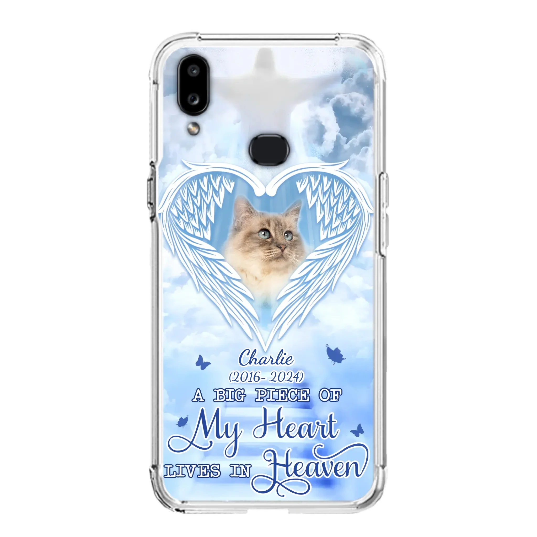 Custom Personalized Memorial Pet Phone Case - Upload Photo - Memorial Gift Idea For Pet Owner - A Big Piece Of My Heart Lives In Heaven - Case For iPhone/ Samsung