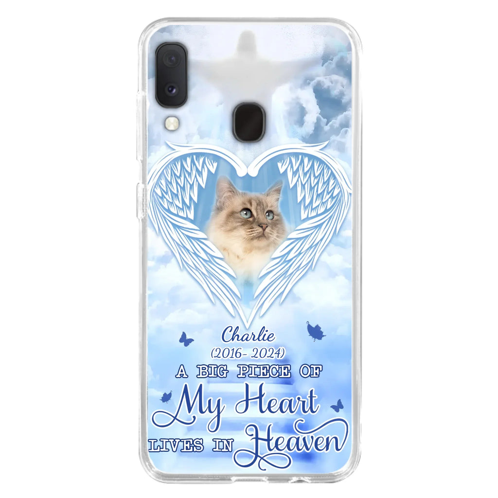Custom Personalized Memorial Pet Phone Case - Upload Photo - Memorial Gift Idea For Pet Owner - A Big Piece Of My Heart Lives In Heaven - Case For iPhone/ Samsung