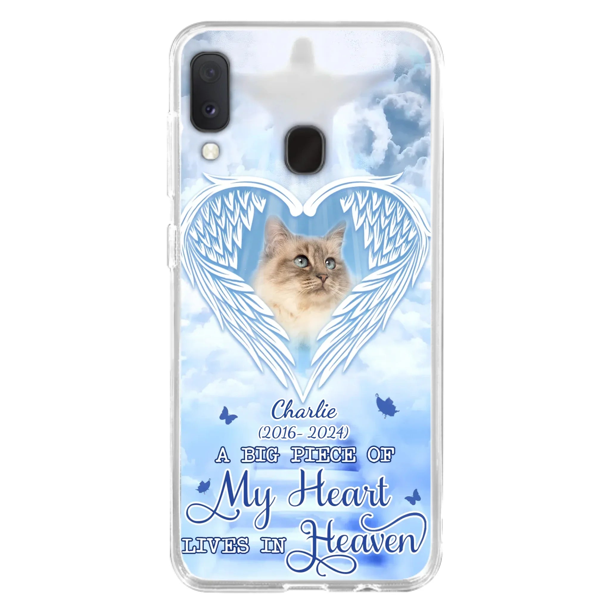 Custom Personalized Memorial Pet Phone Case - Upload Photo - Memorial Gift Idea For Pet Owner - A Big Piece Of My Heart Lives In Heaven - Case For iPhone/ Samsung