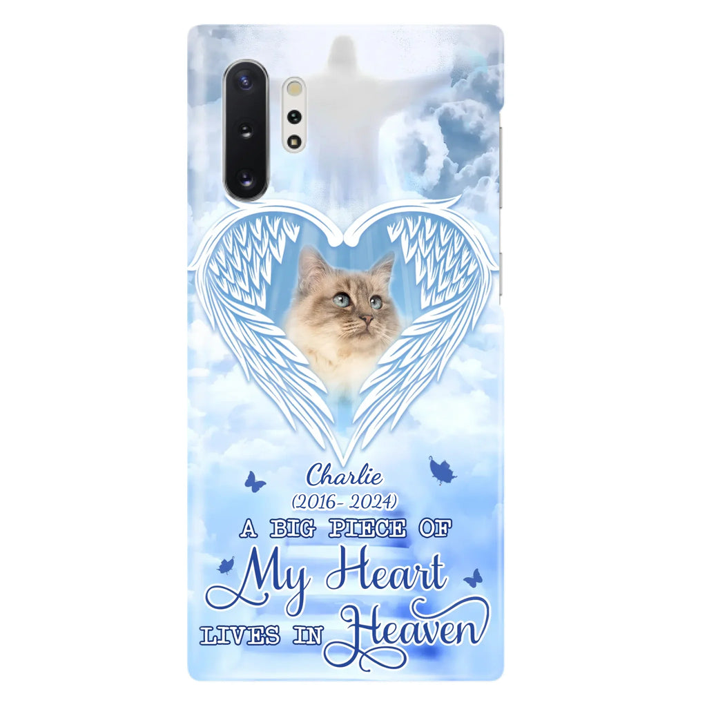 Custom Personalized Memorial Pet Phone Case - Upload Photo - Memorial Gift Idea For Pet Owner - A Big Piece Of My Heart Lives In Heaven - Case For iPhone/ Samsung