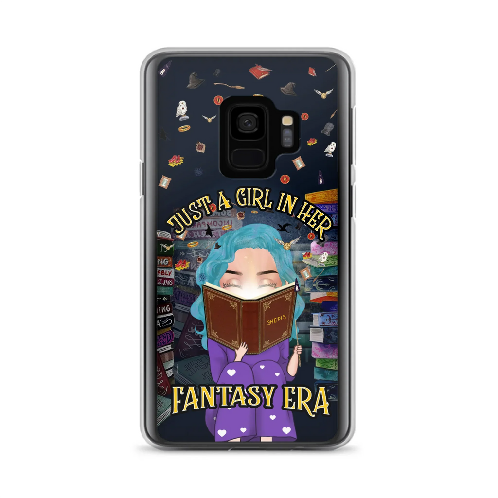 Custom Personalized Reading Book Phone Case - Gift Idea For Book Lovers - Just A Girl In Her Fantasy Era - Case For iPhone/ Samsung
