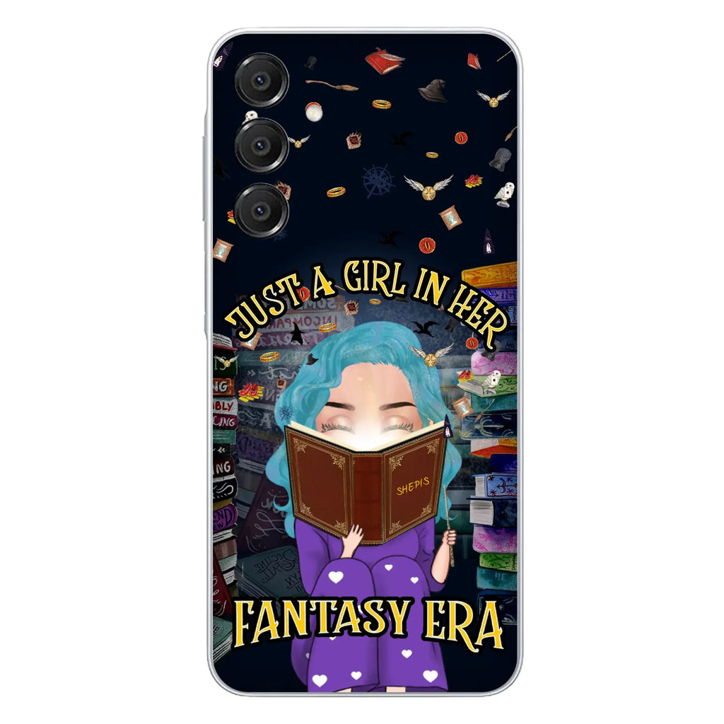 Custom Personalized Reading Book Phone Case - Gift Idea For Book Lovers - Just A Girl In Her Fantasy Era - Case For iPhone/ Samsung