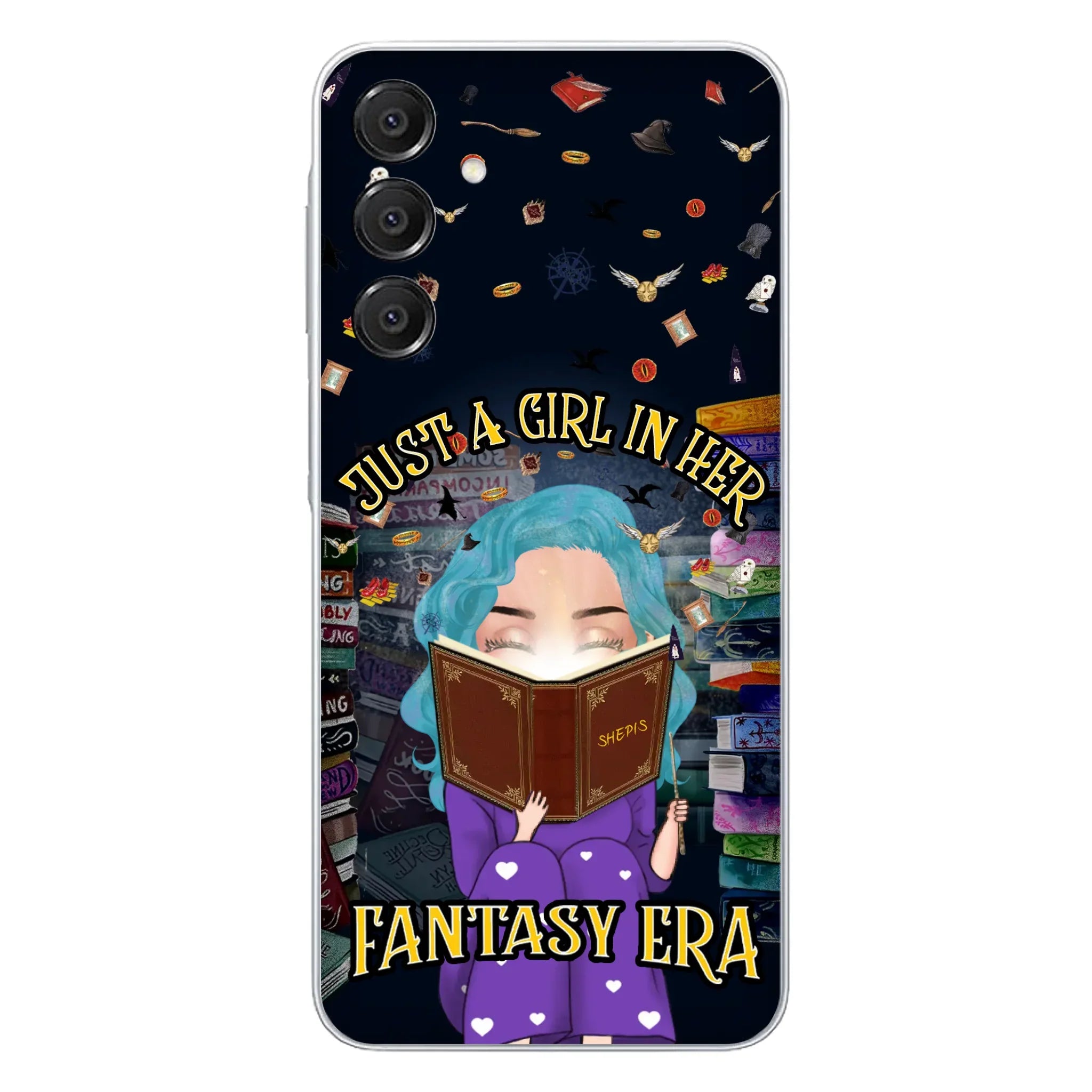 Custom Personalized Reading Book Phone Case - Gift Idea For Book Lovers - Just A Girl In Her Fantasy Era - Case For iPhone/ Samsung