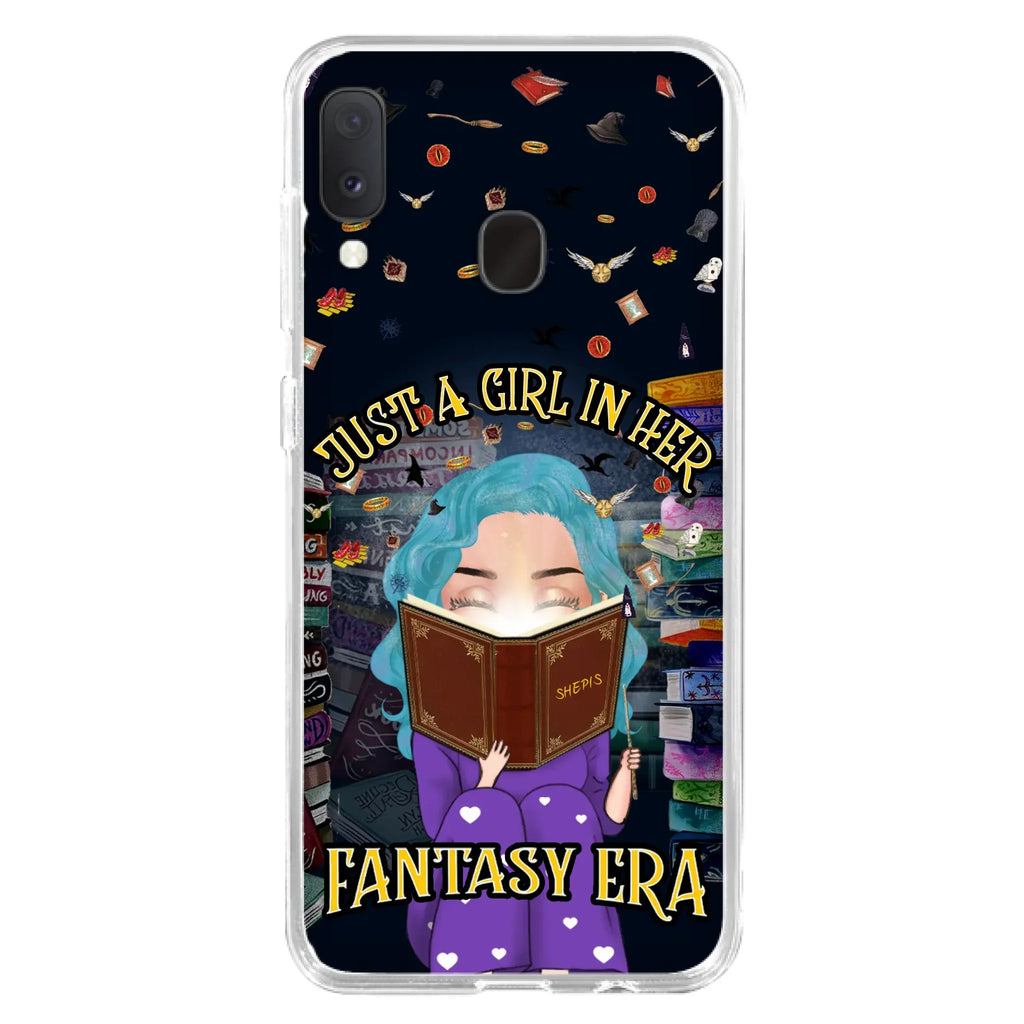 Custom Personalized Reading Book Phone Case - Gift Idea For Book Lovers - Just A Girl In Her Fantasy Era - Case For iPhone/ Samsung