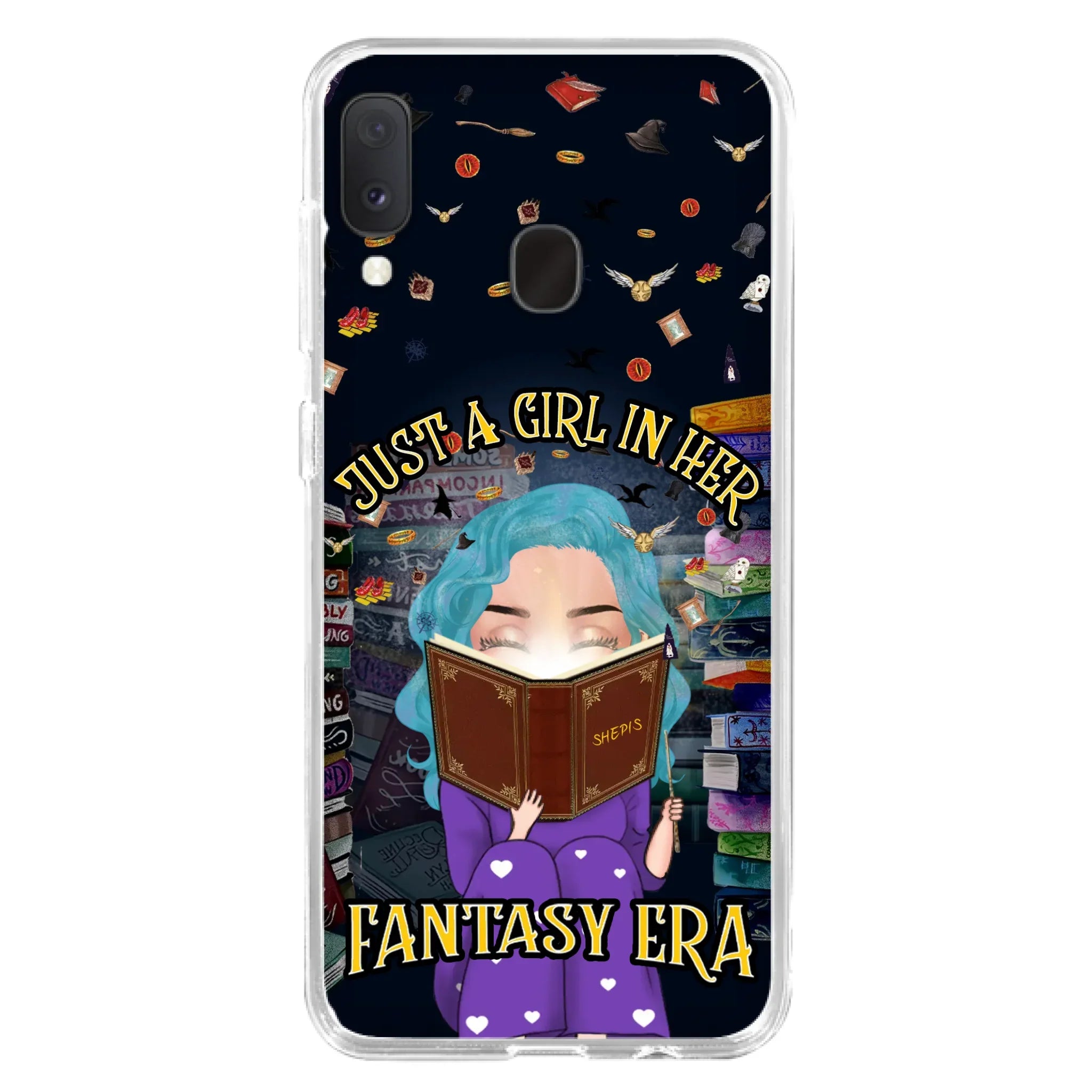 Custom Personalized Reading Book Phone Case - Gift Idea For Book Lovers - Just A Girl In Her Fantasy Era - Case For iPhone/ Samsung