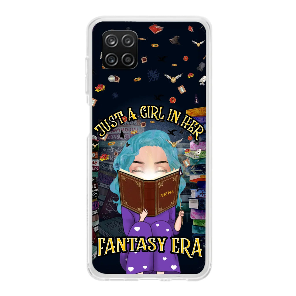 Custom Personalized Reading Book Phone Case - Gift Idea For Book Lovers - Just A Girl In Her Fantasy Era - Case For iPhone/ Samsung