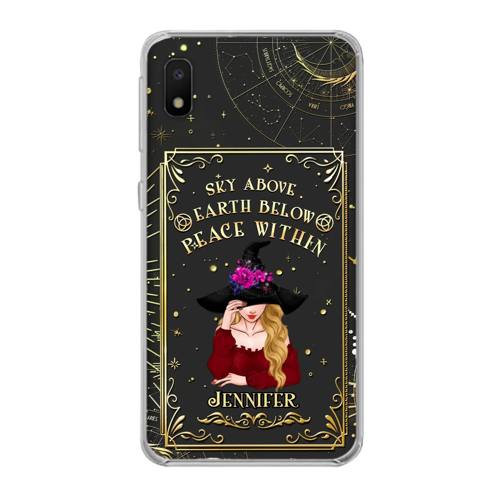 Custom Personalized Witch Tarrot Card Phone Case - Gift Idea For Witch/ Tarrot Lover - Sky Above Earth Below Peace Within - Case For iPhone/ Samsung