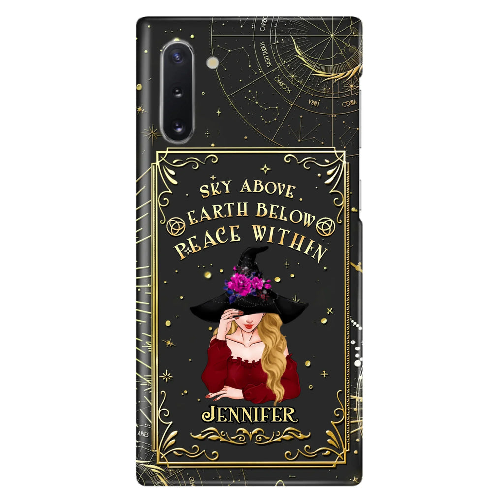 Custom Personalized Witch Tarrot Card Phone Case - Gift Idea For Witch/ Tarrot Lover - Sky Above Earth Below Peace Within - Case For iPhone/ Samsung