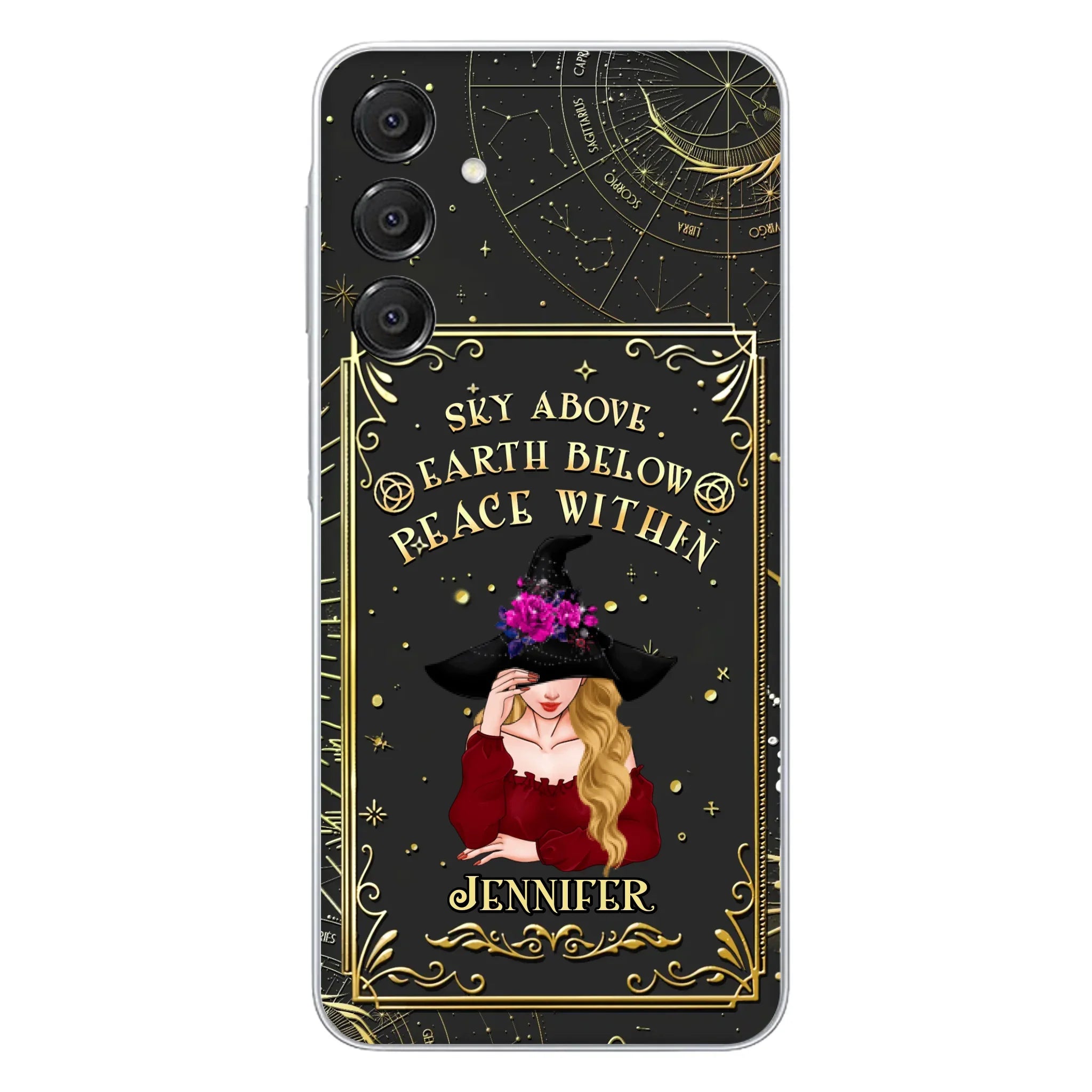 Custom Personalized Witch Tarrot Card Phone Case - Gift Idea For Witch/ Tarrot Lover - Sky Above Earth Below Peace Within - Case For iPhone/ Samsung