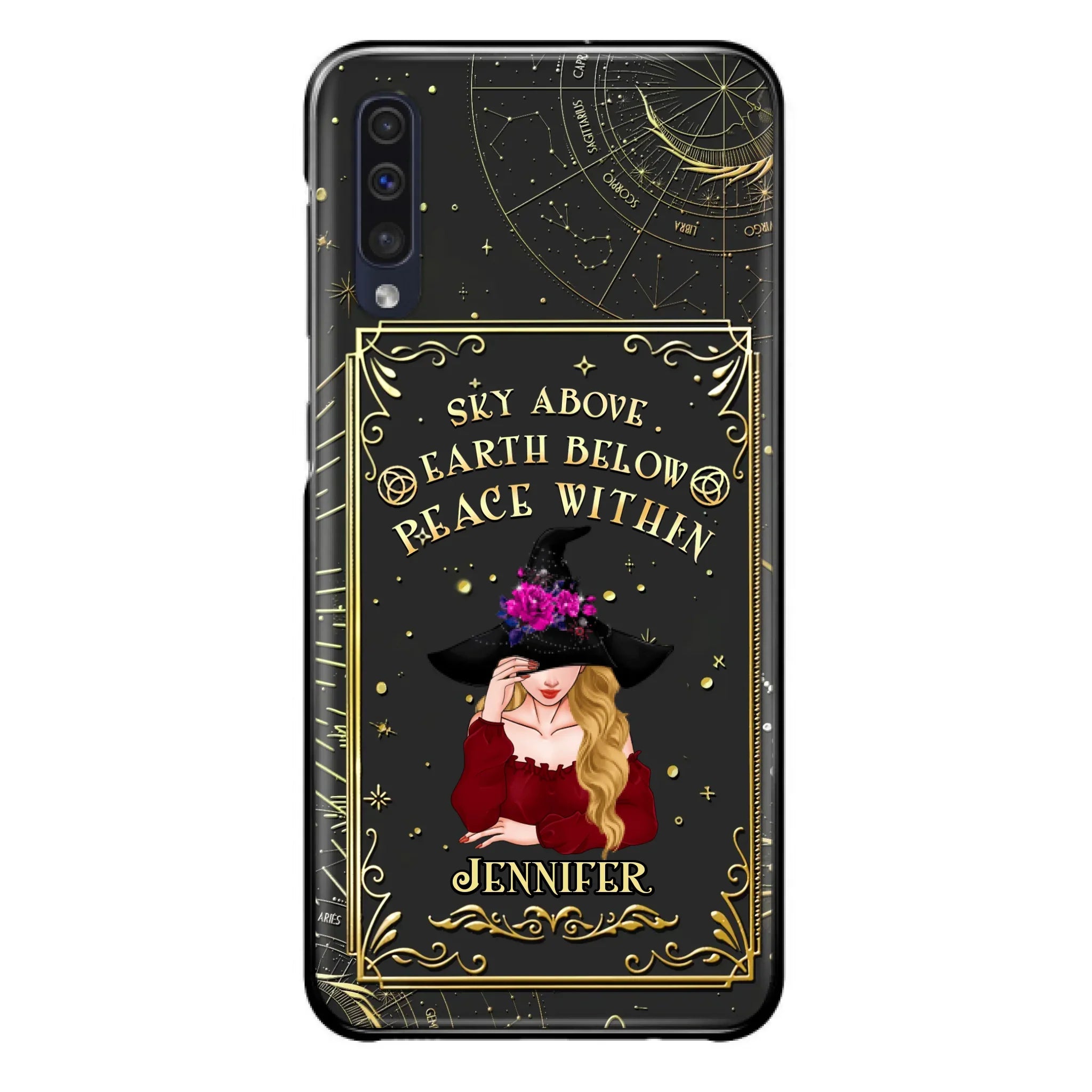 Custom Personalized Witch Tarrot Card Phone Case - Gift Idea For Witch/ Tarrot Lover - Sky Above Earth Below Peace Within - Case For iPhone/ Samsung