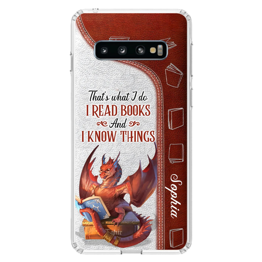 Custom Personalized Red Book Dragon Phone Case - Gift Idea For Book Lovers - That's What I Do I Read Books And I Know Things - Case For iPhone/ Samsung