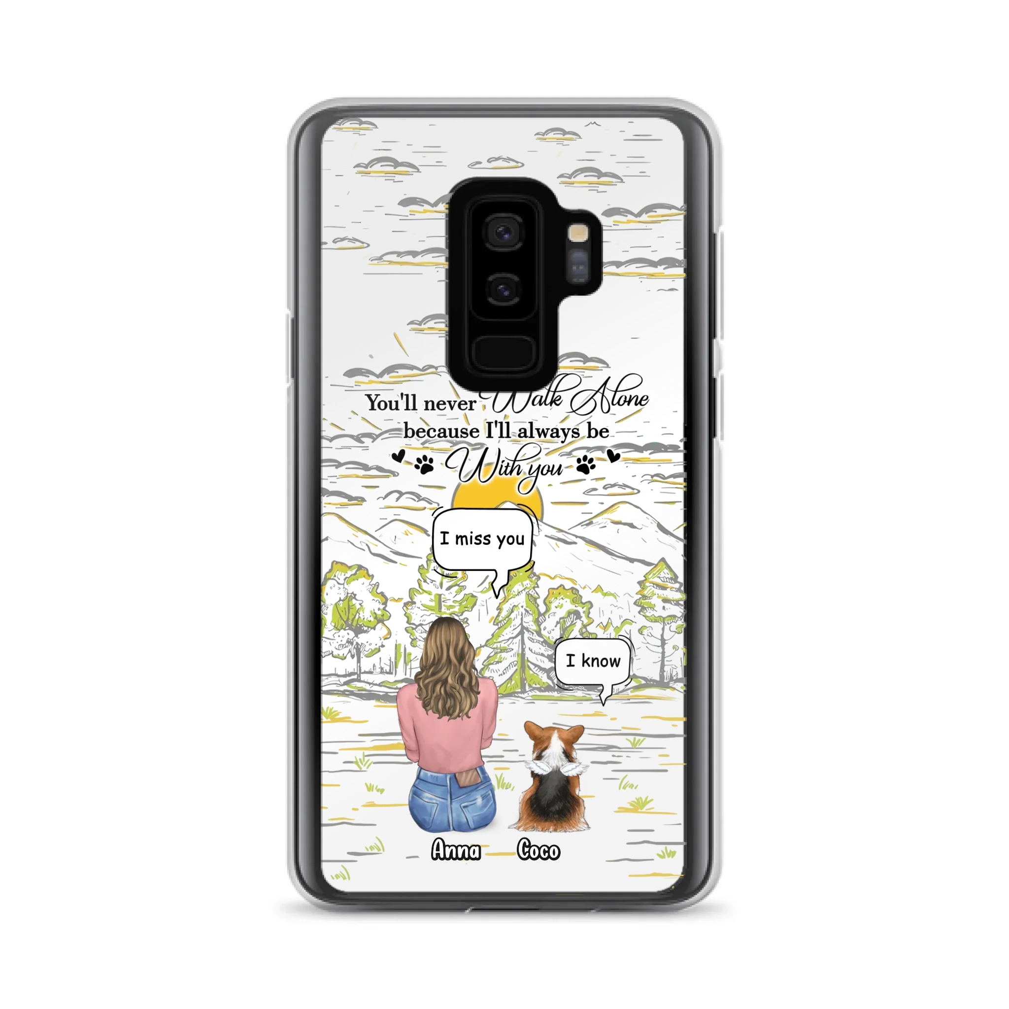 Custom Personalized Memorial iPhone/ Samsung Cases - Gift Idea For Pet Owner with up to 4 Pets - You'll Never Walk Alone Because I'll Always Be With You