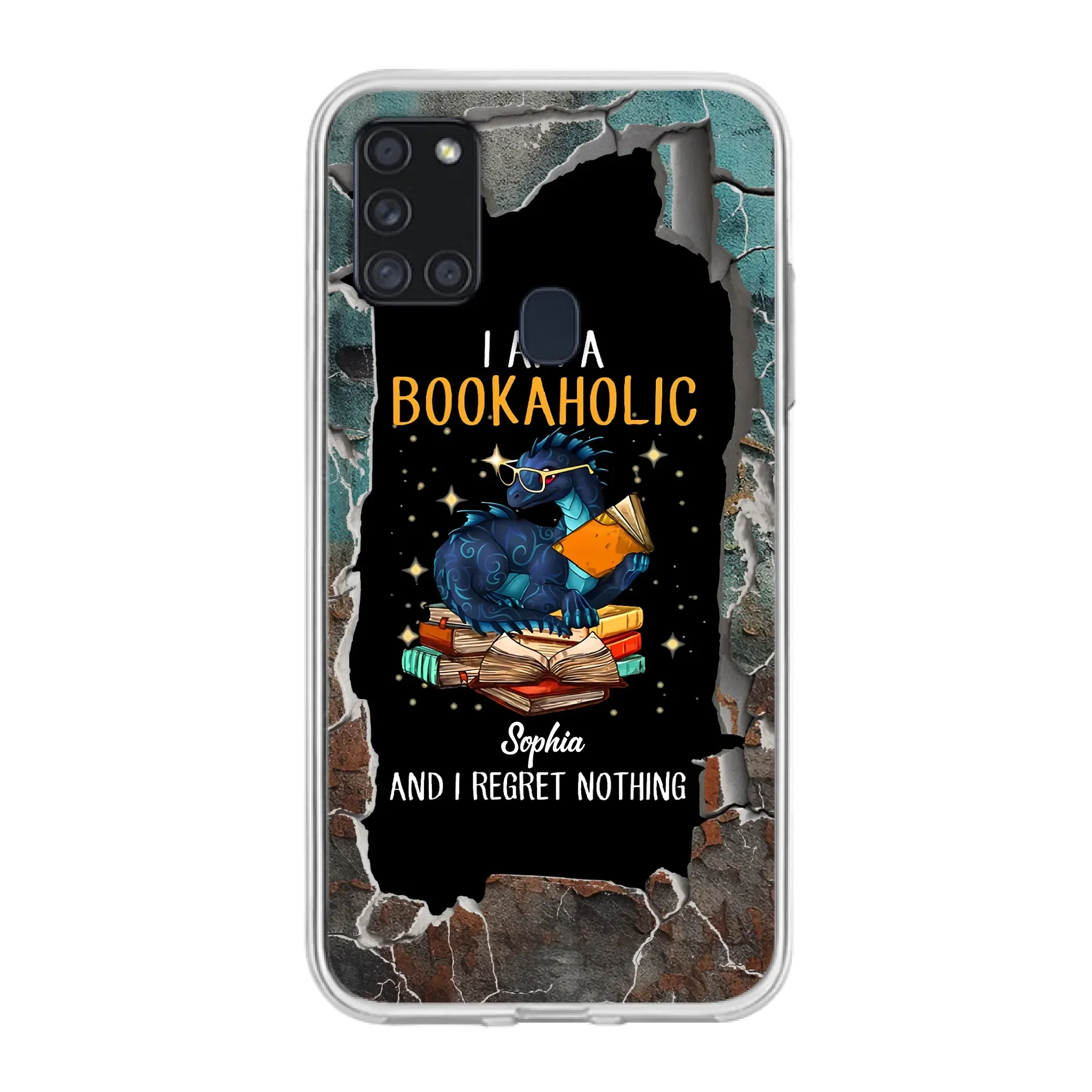 Custom Personalized Reading Book Phone Case - Gift Idea For Book Lovers - I Am A Bookaholic And I Regret Nothing - Case For iPhone/ Samsung