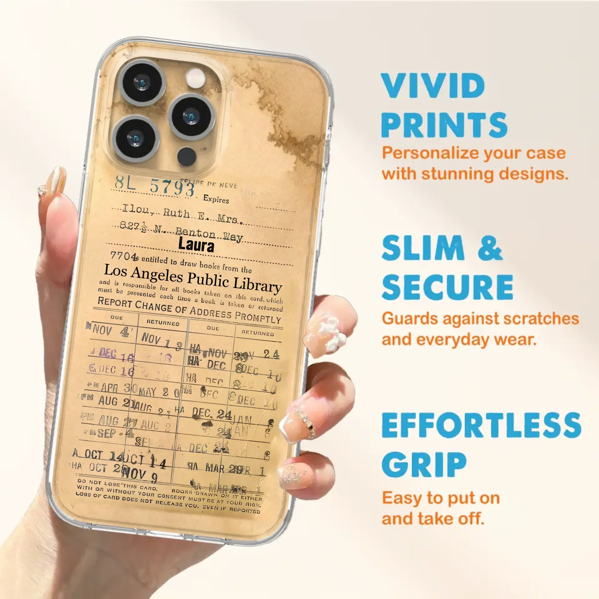 Custom Personalized Library Card Vintage Phone Case - Gift Idea For Reading Lover - Case For iPhone/ Samsung