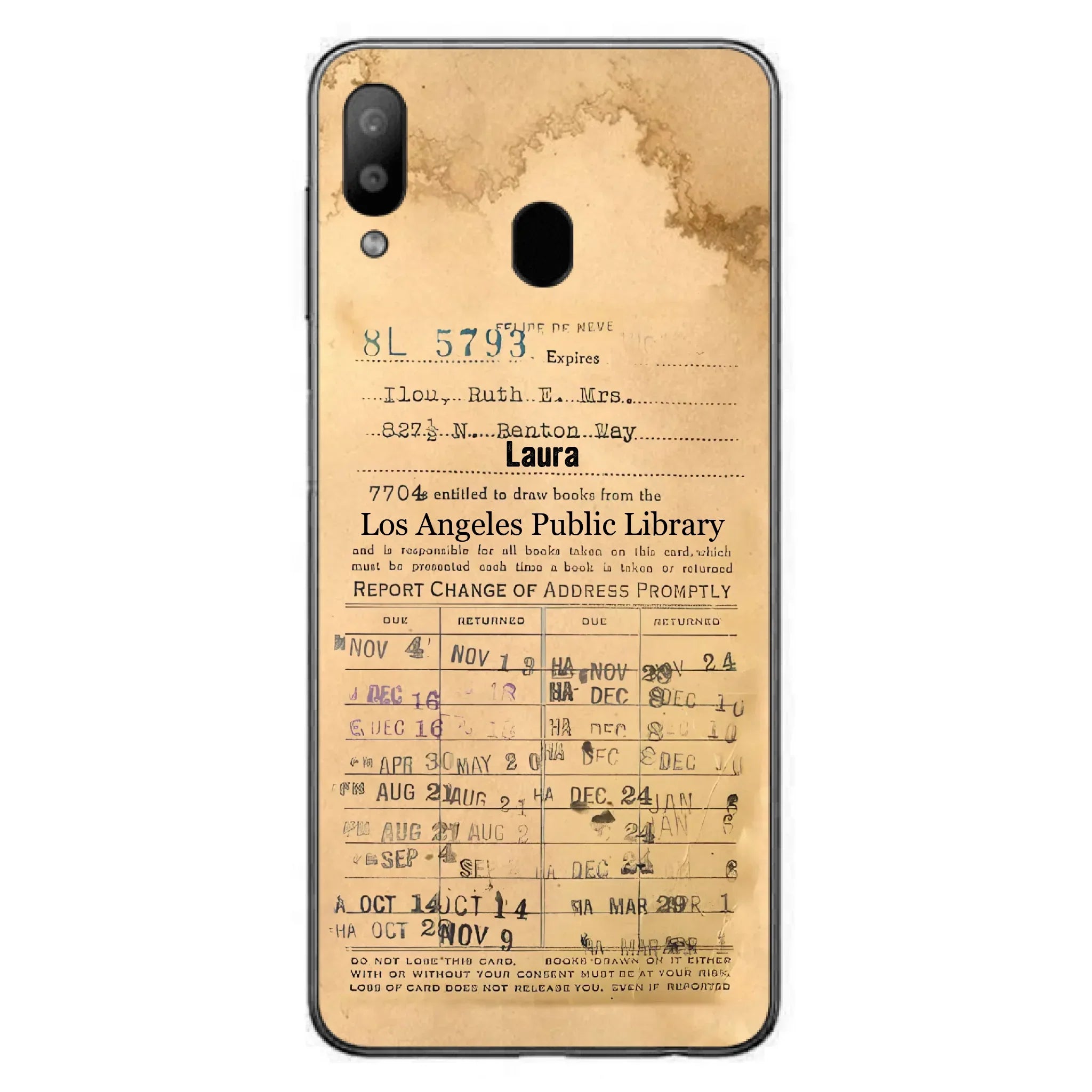 Custom Personalized Library Card Vintage Phone Case - Gift Idea For Reading Lover - Case For iPhone/ Samsung