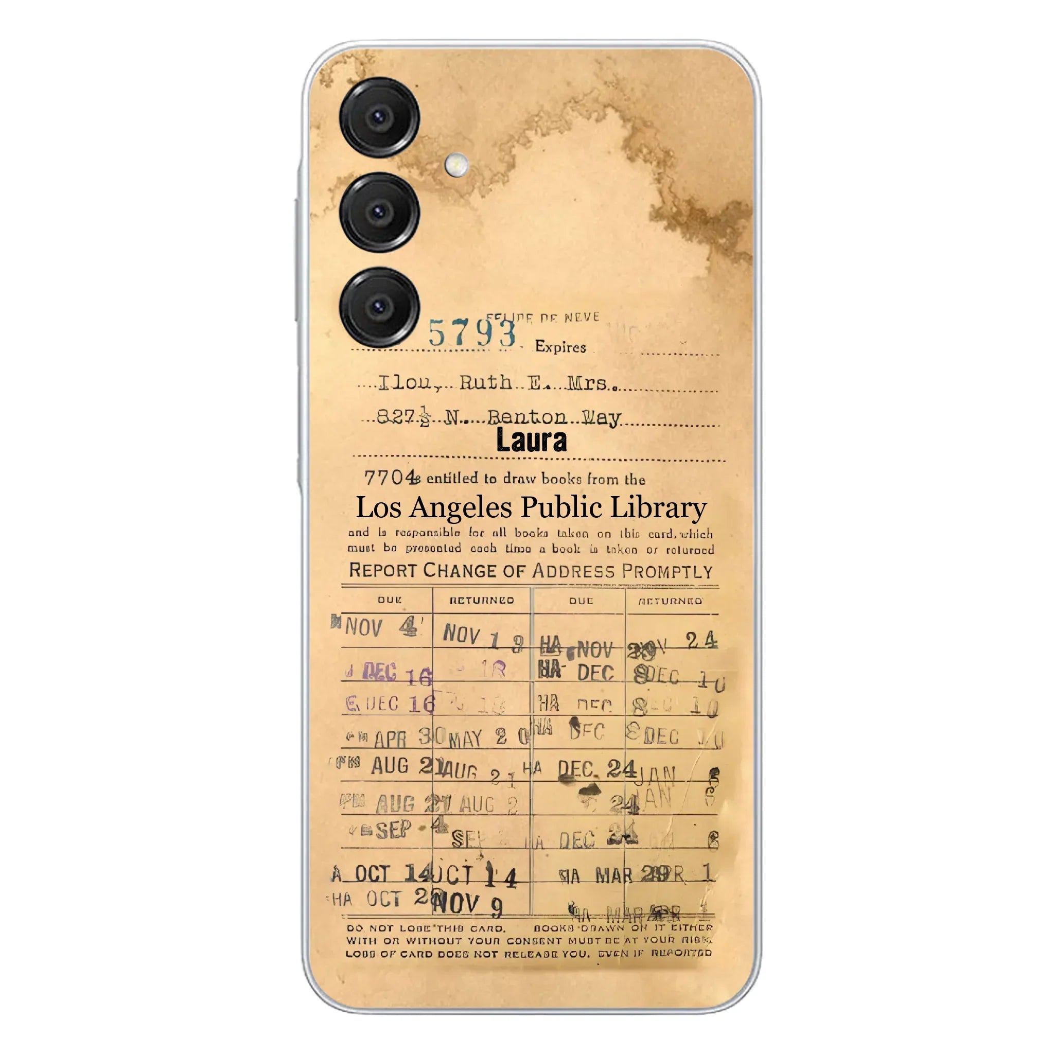 Custom Personalized Library Card Vintage Phone Case - Gift Idea For Reading Lover - Case For iPhone/ Samsung